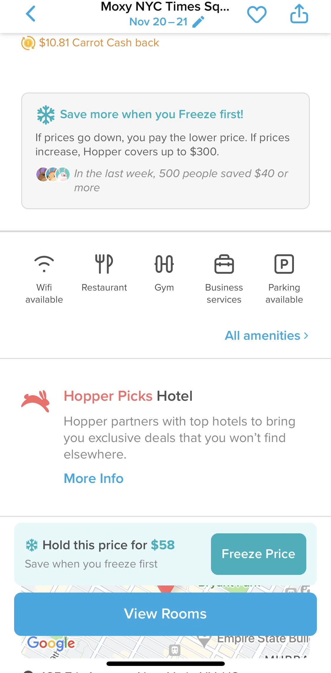 Hopper Screen 1 screen in the View all amenities flow