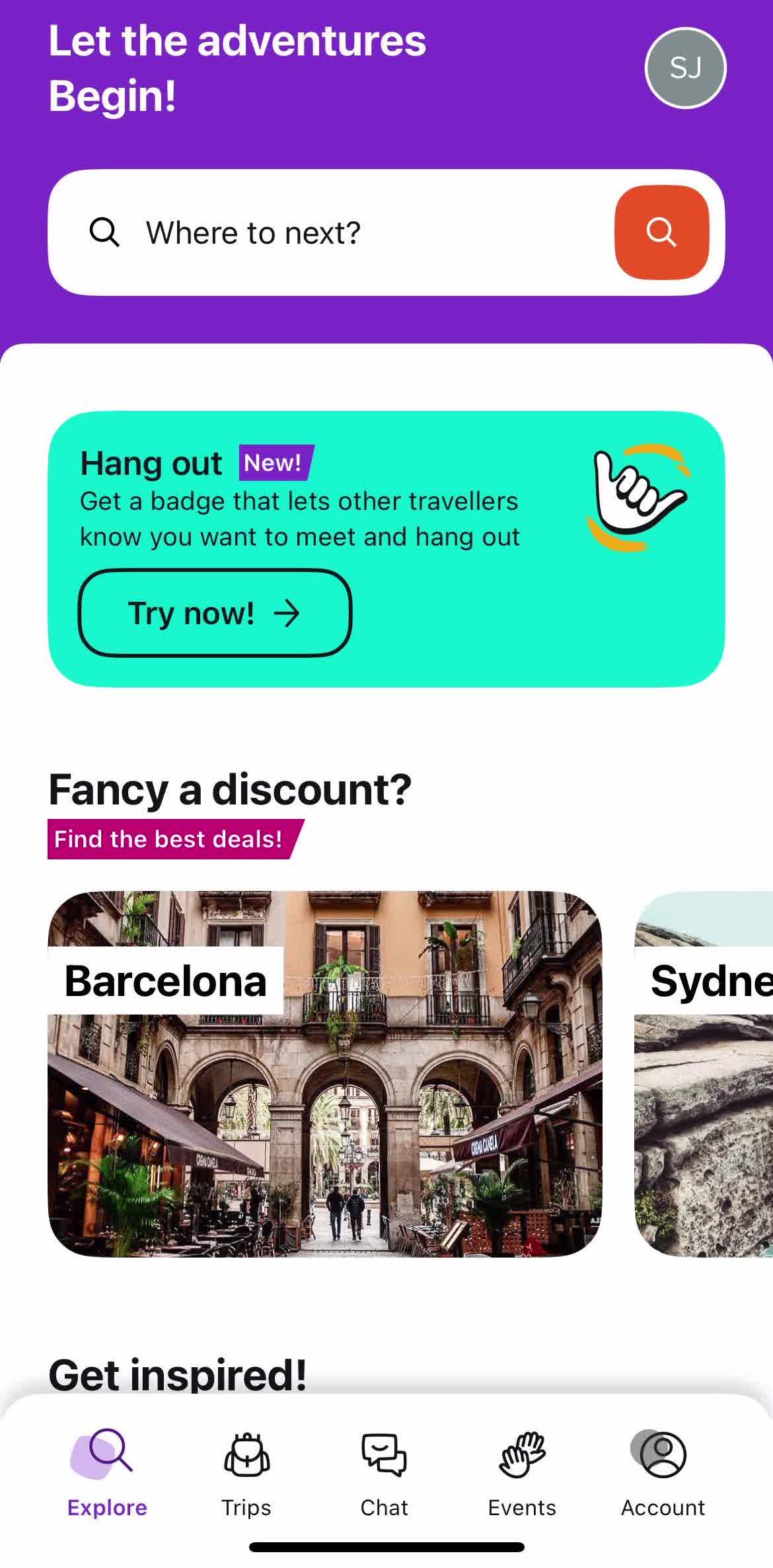 Hostelworld Home screen in the Deleting Your Account flow
