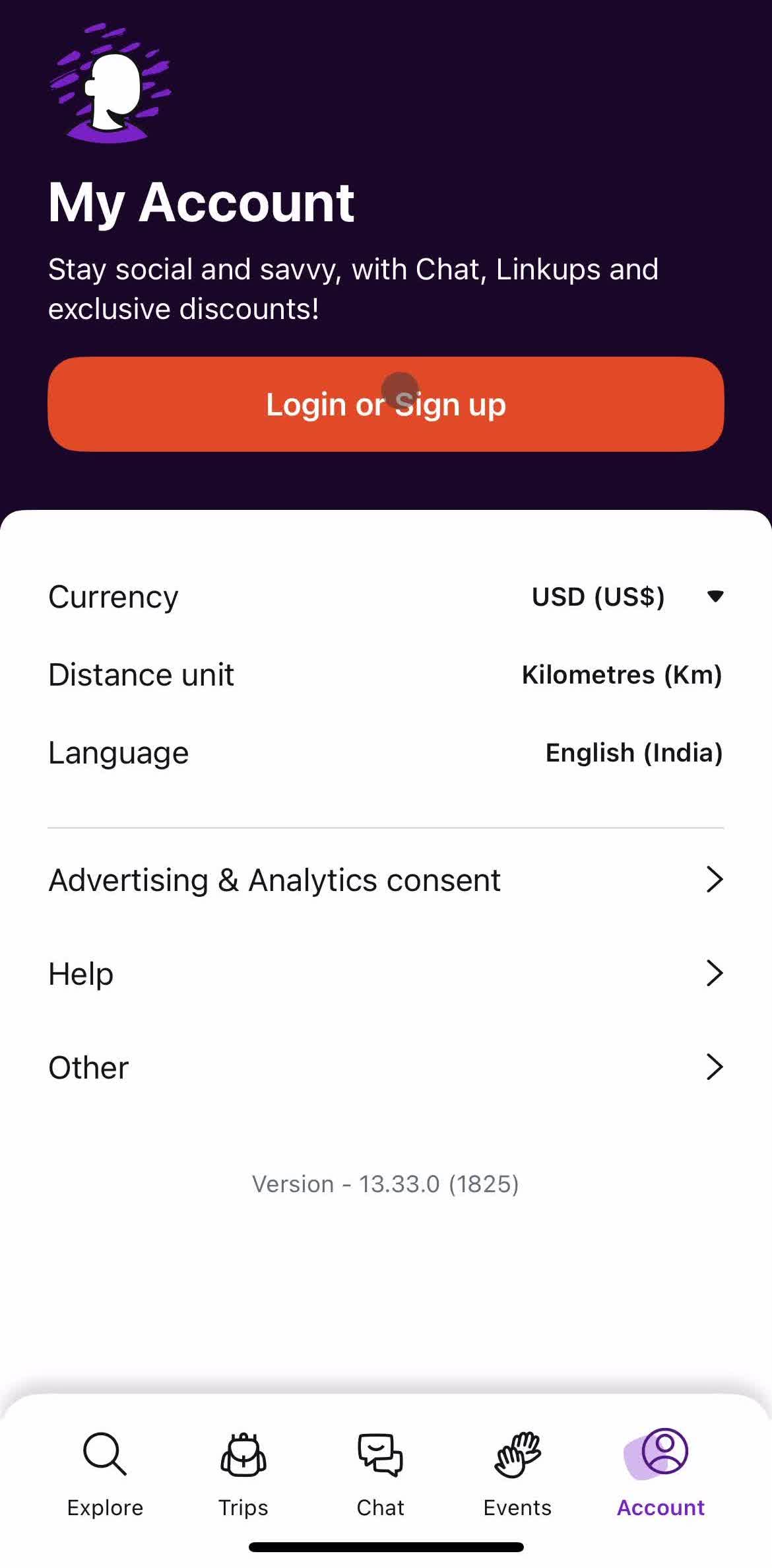 Hostelworld Account screen in the Logging In flow