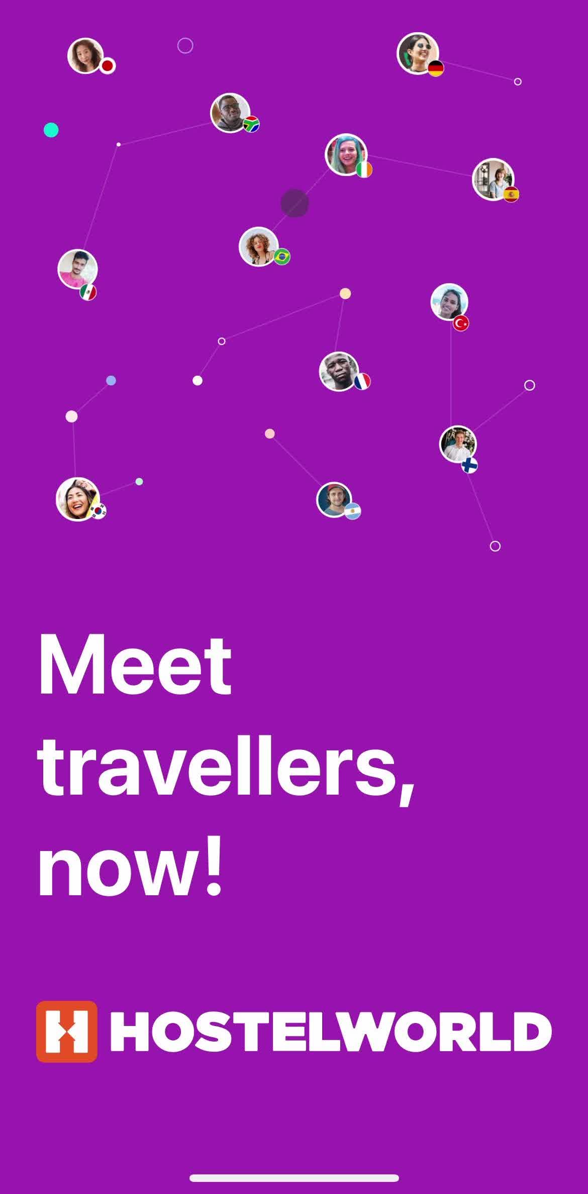 Hostelworld Screen screen in the Onboarding flow