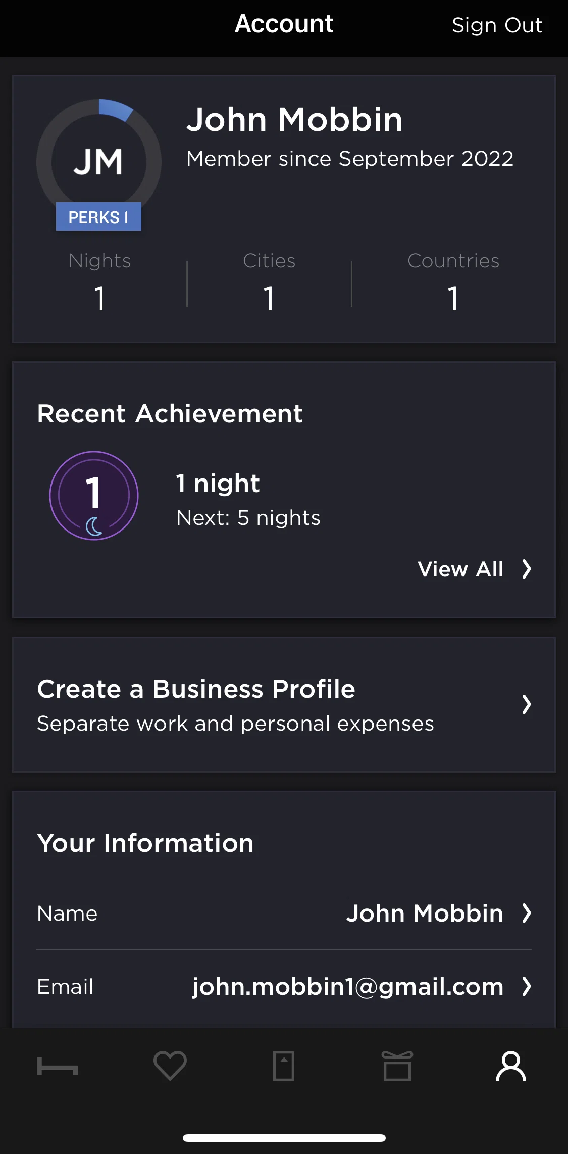Hoteltonight Screen screen in the Achievements flow