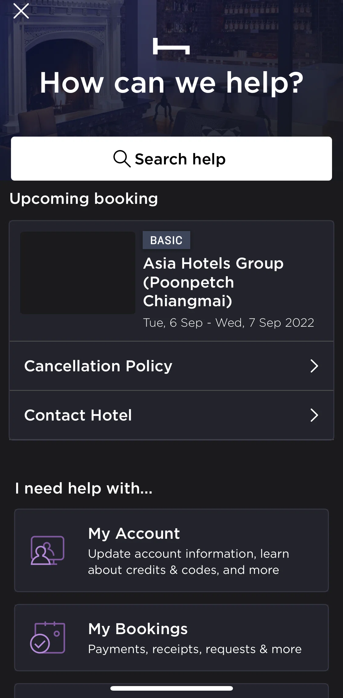 Hoteltonight Screen screen in the Cancellation policy flow