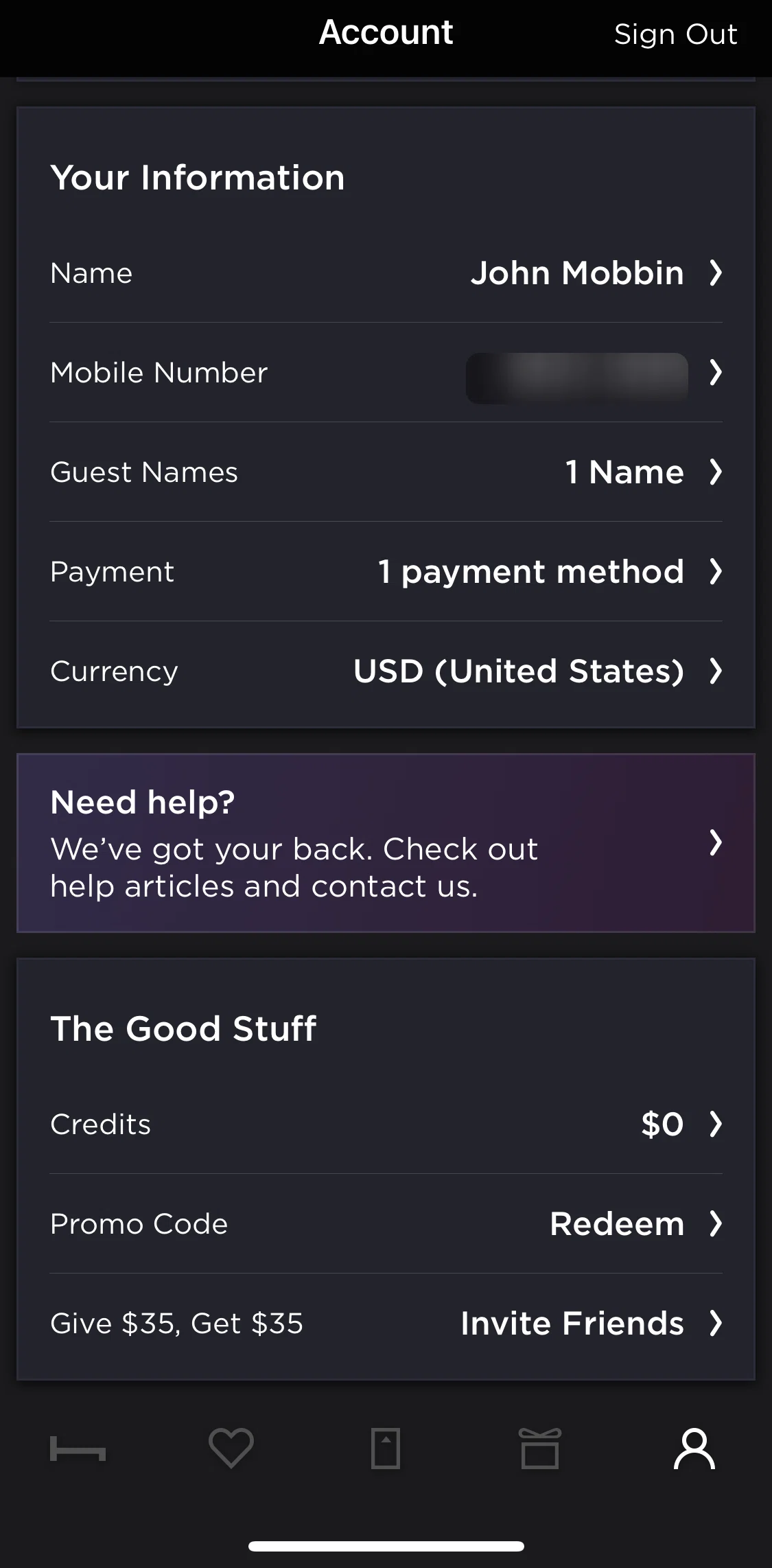 Hoteltonight Screen screen in the Changing display currency flow
