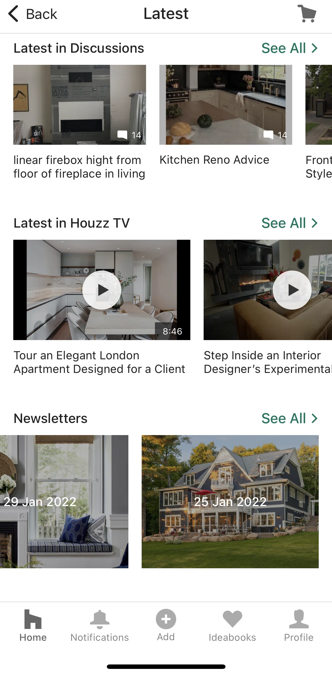 Houzz Screen screen in the Article detail flow