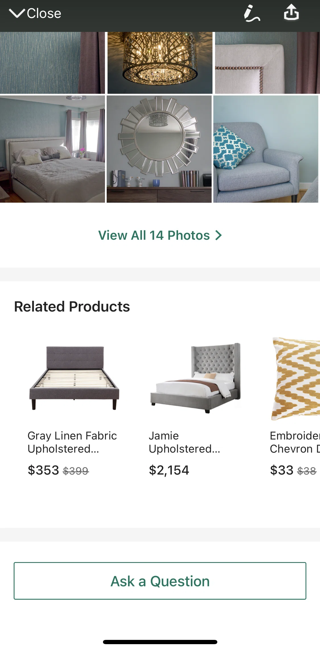 Houzz Screen screen in the Asking a question flow