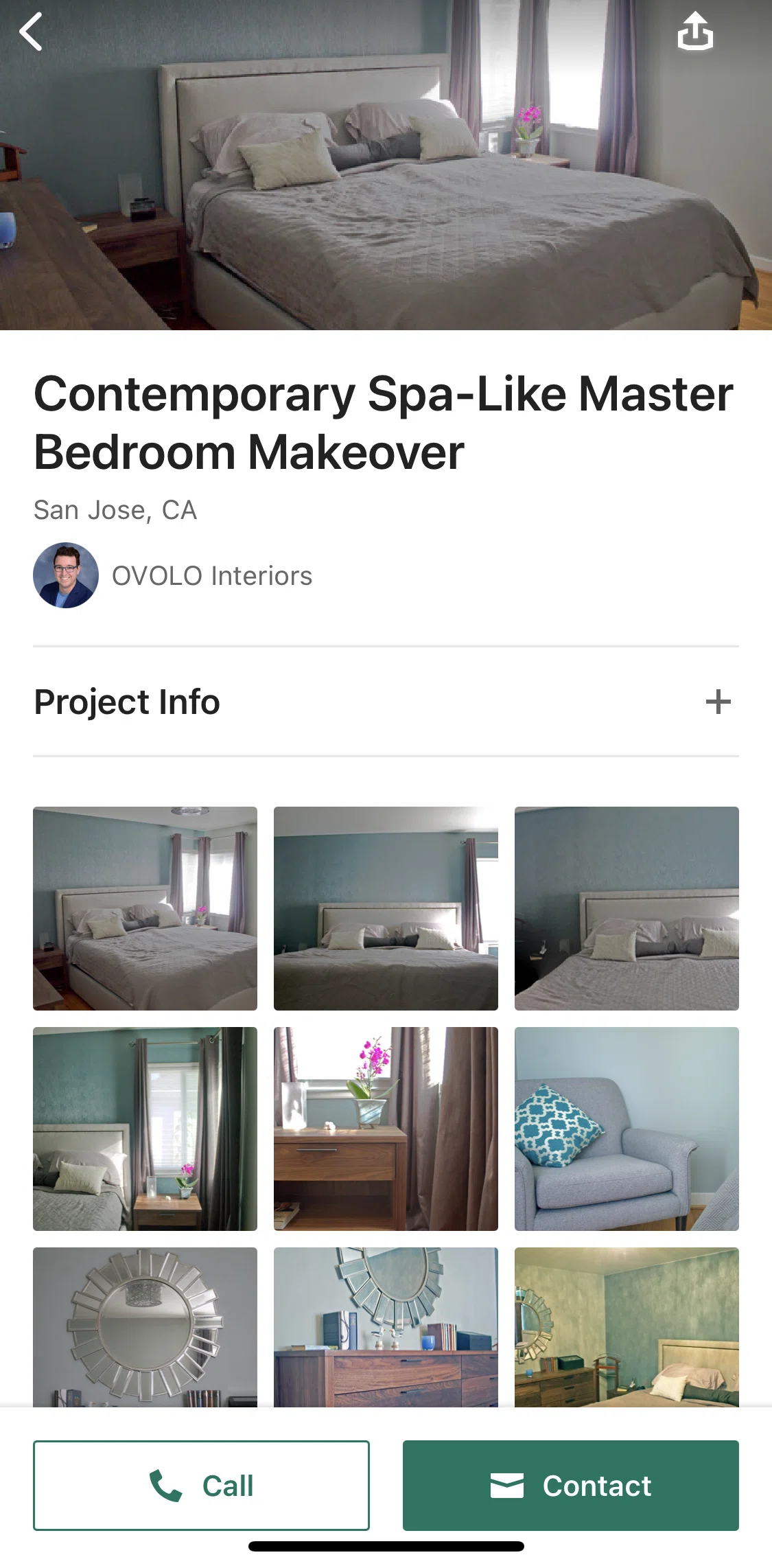 Houzz Screen screen in the Calling a pro flow