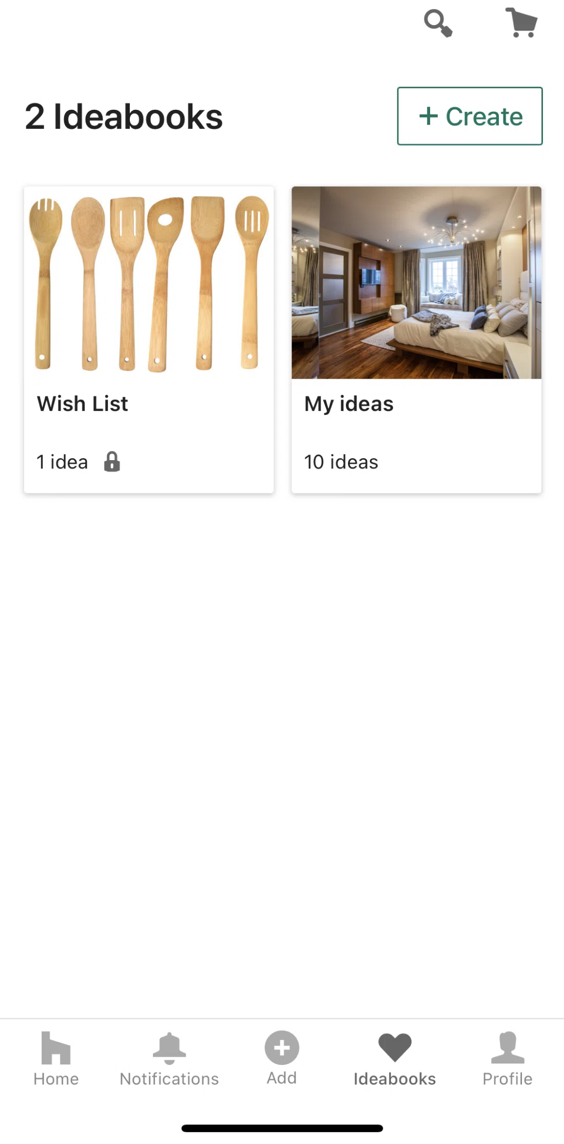 Houzz Screen screen in the Ideabook flow