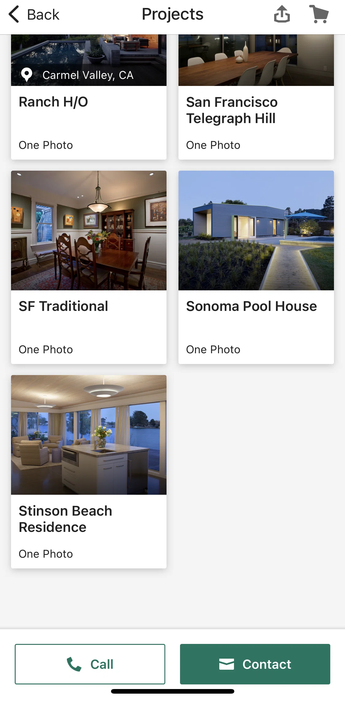 Houzz Screen screen in the Project detail flow