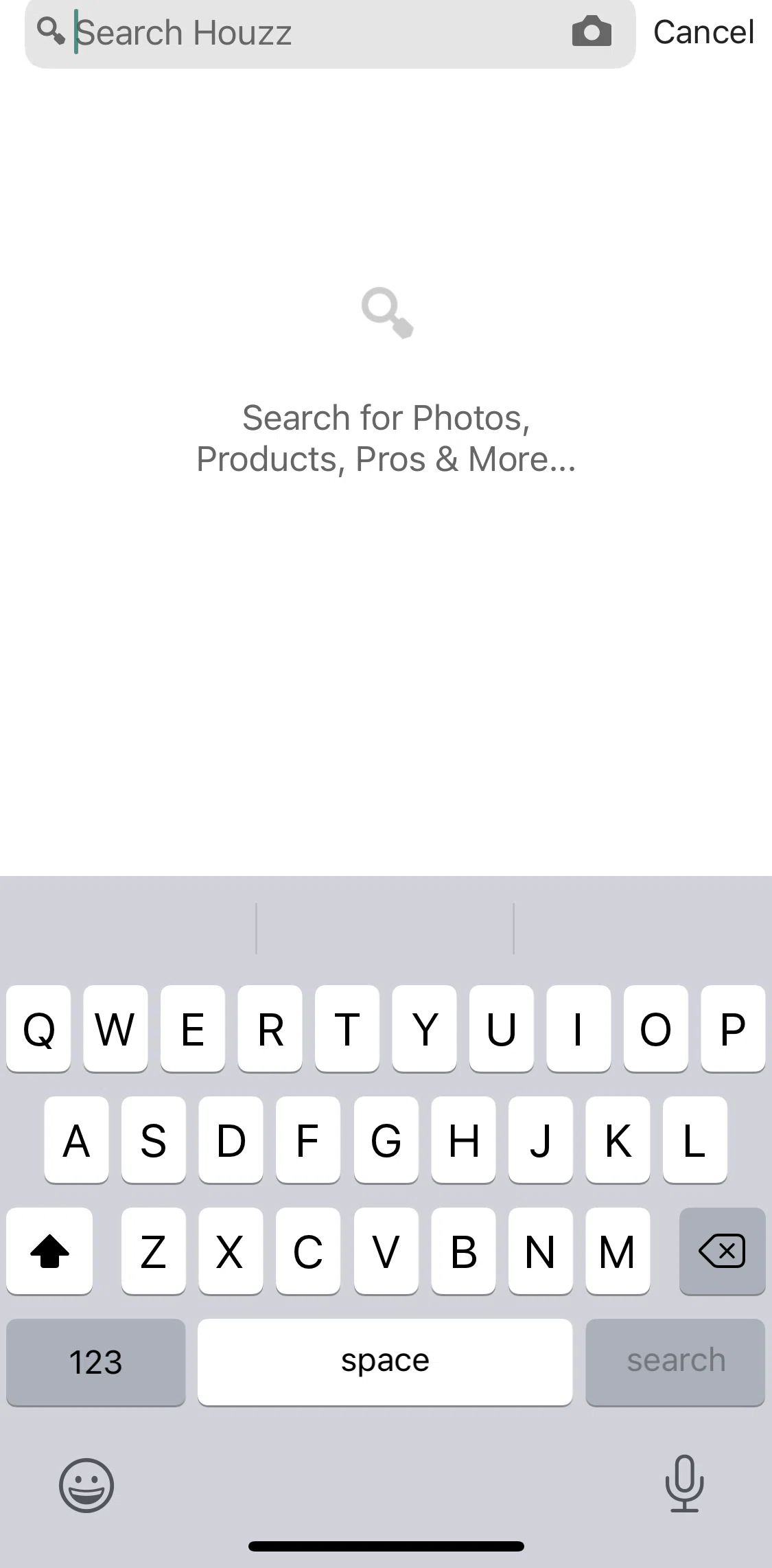Houzz Screen screen in the Searching with a photo flow