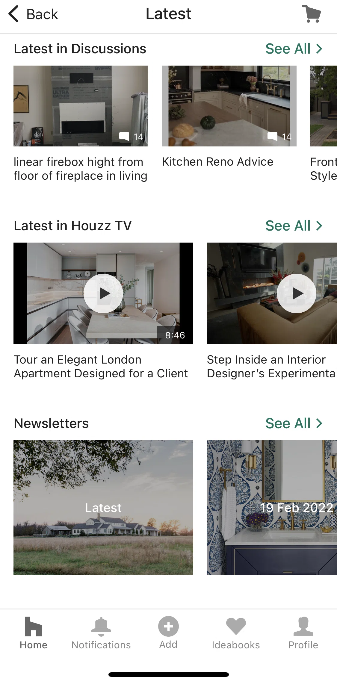 Houzz Screen screen in the Video detail flow
