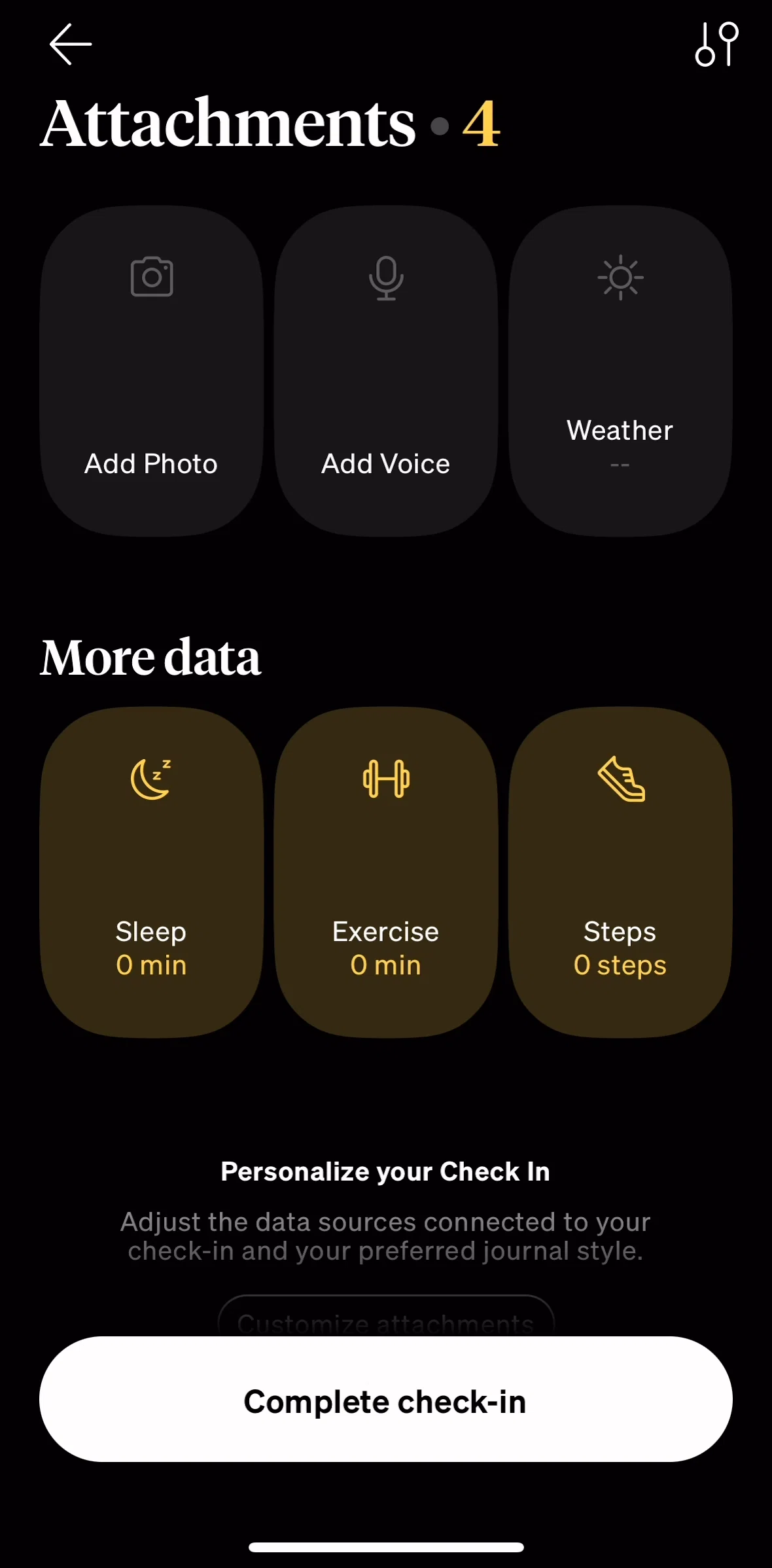 How We Feel Screen screen in the Adding attachments and health data flow