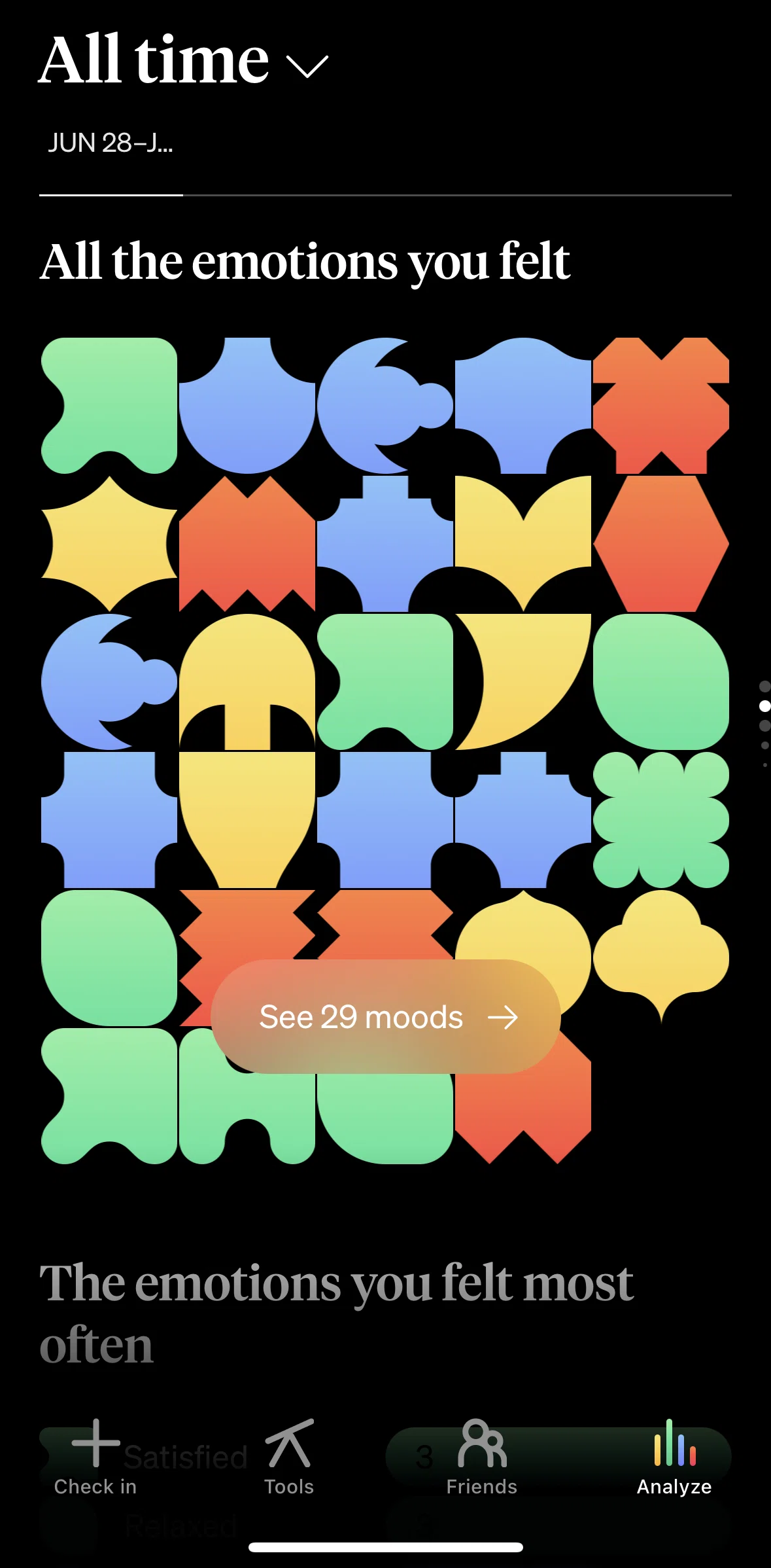 How We Feel Screen screen in the All moods flow