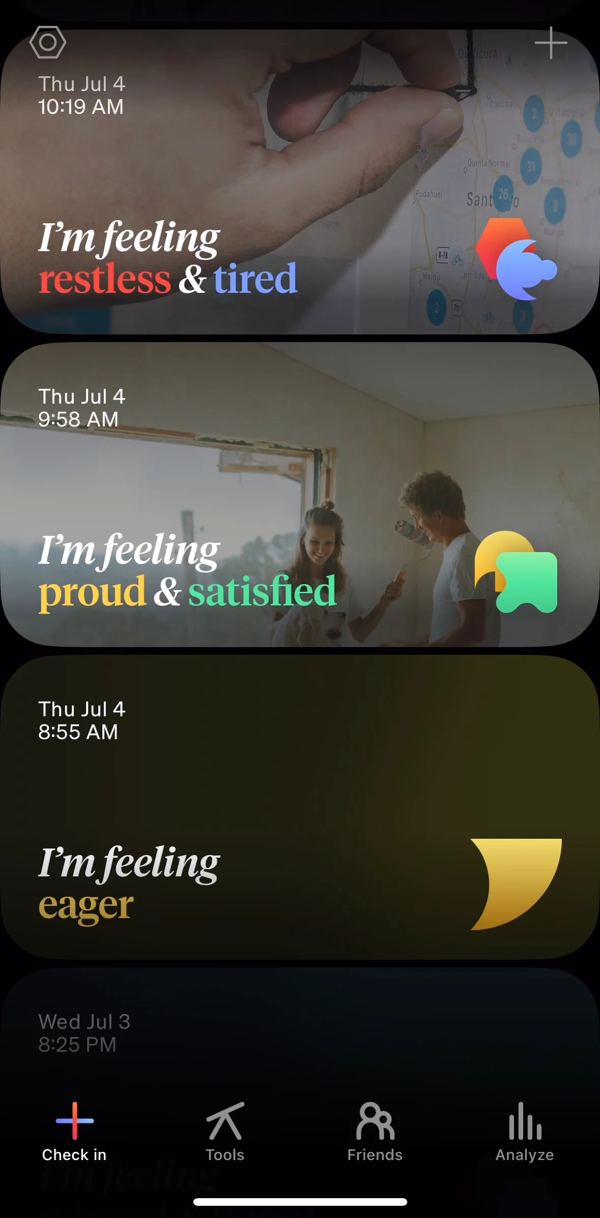 How We Feel Screen screen in the Check in detail flow