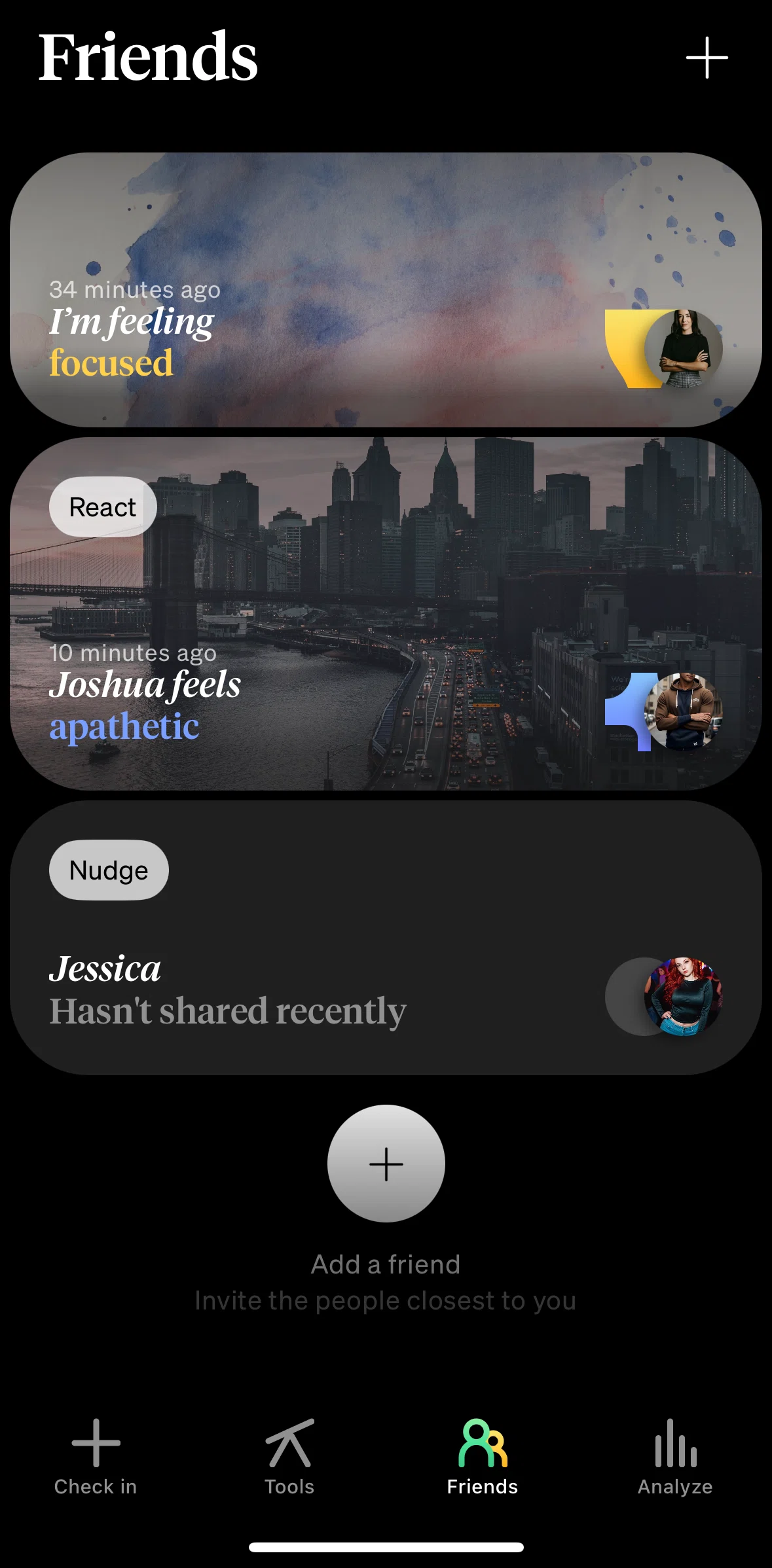 How We Feel Screen screen in the Nudging a friend flow