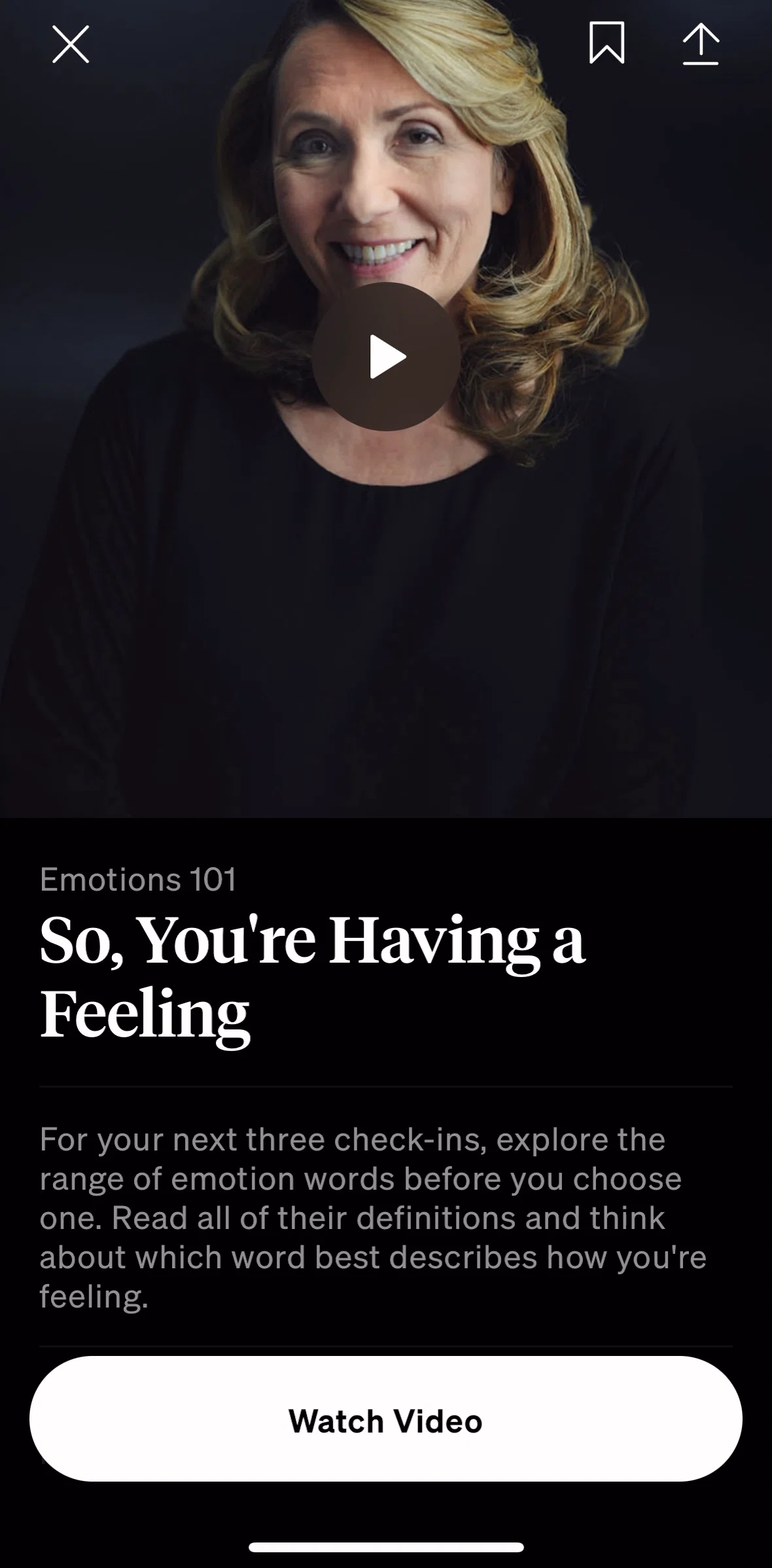 How We Feel Screen screen in the Saving a video lesson flow