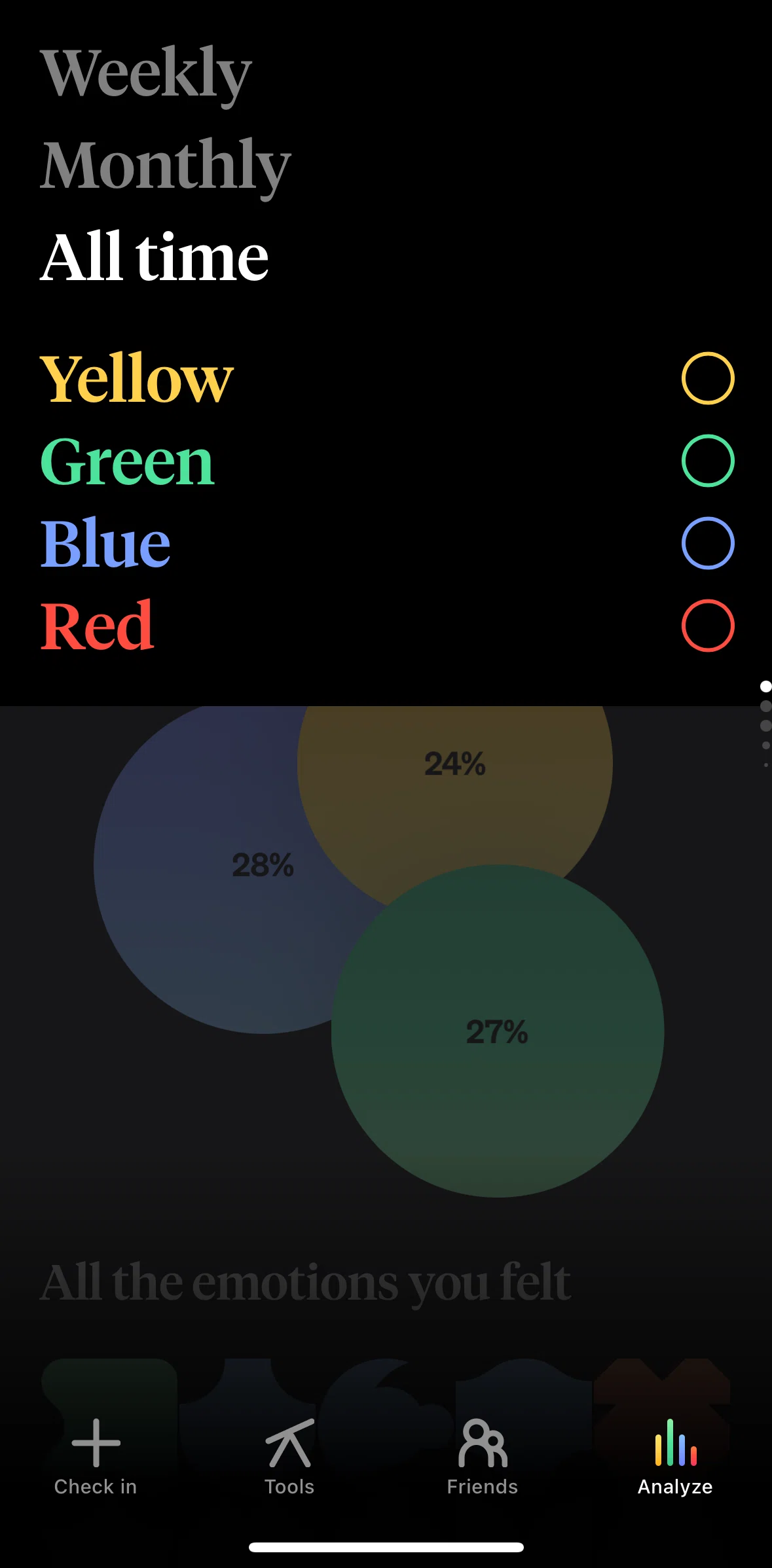 How We Feel Screen screen in the Switching to monthly view flow
