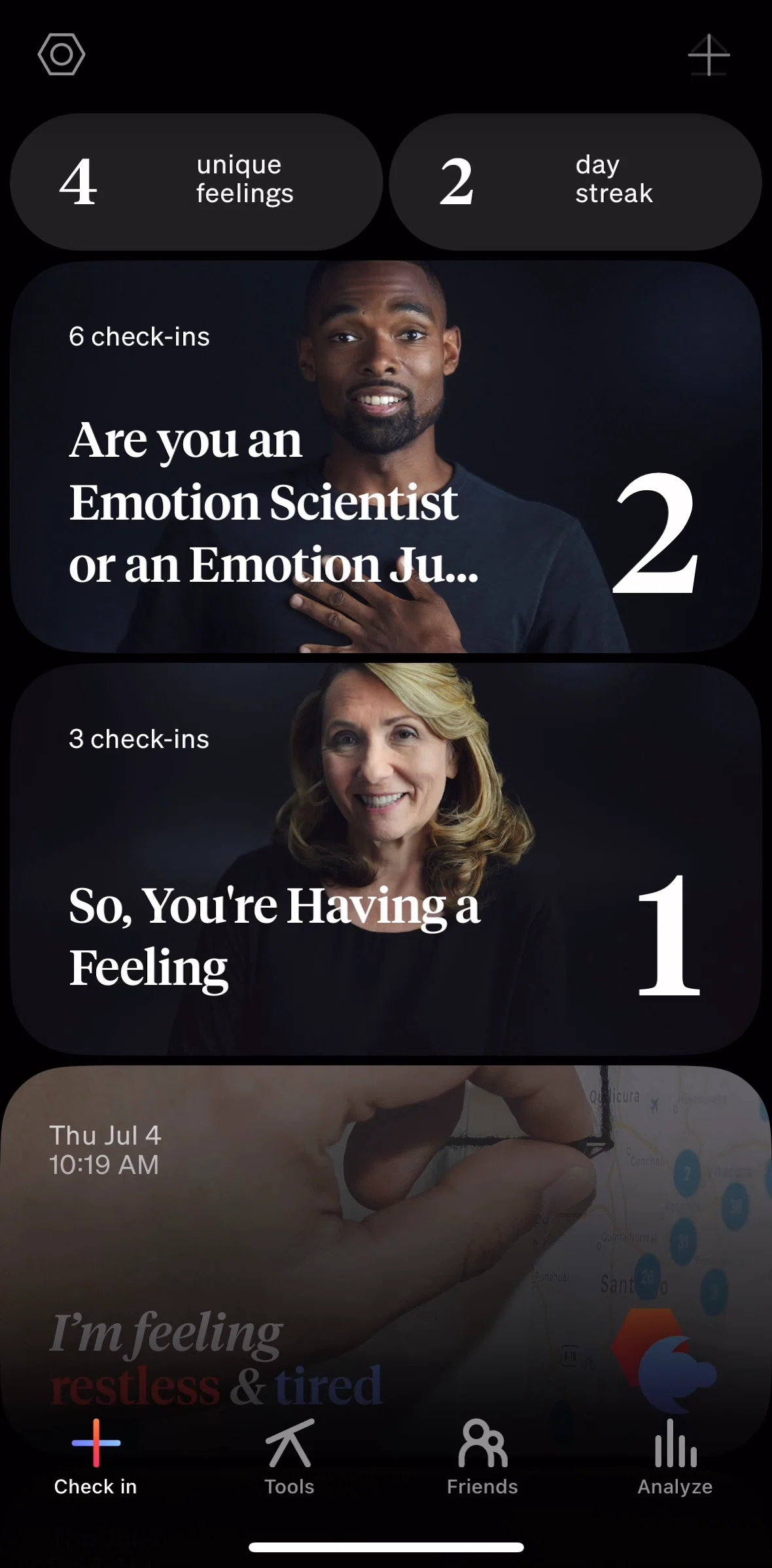 How We Feel Screen screen in the Unique feelings flow