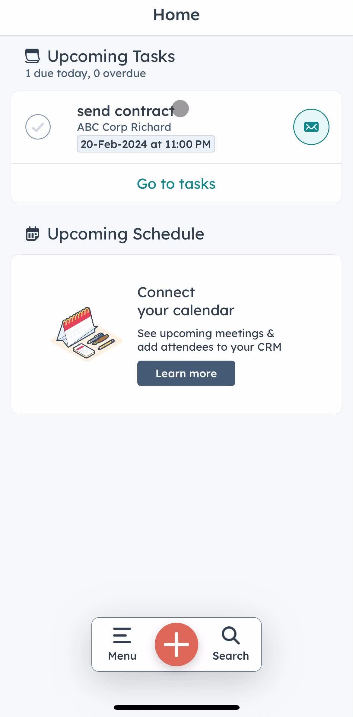 Hubspot Crm Home screen in the Commenting flow