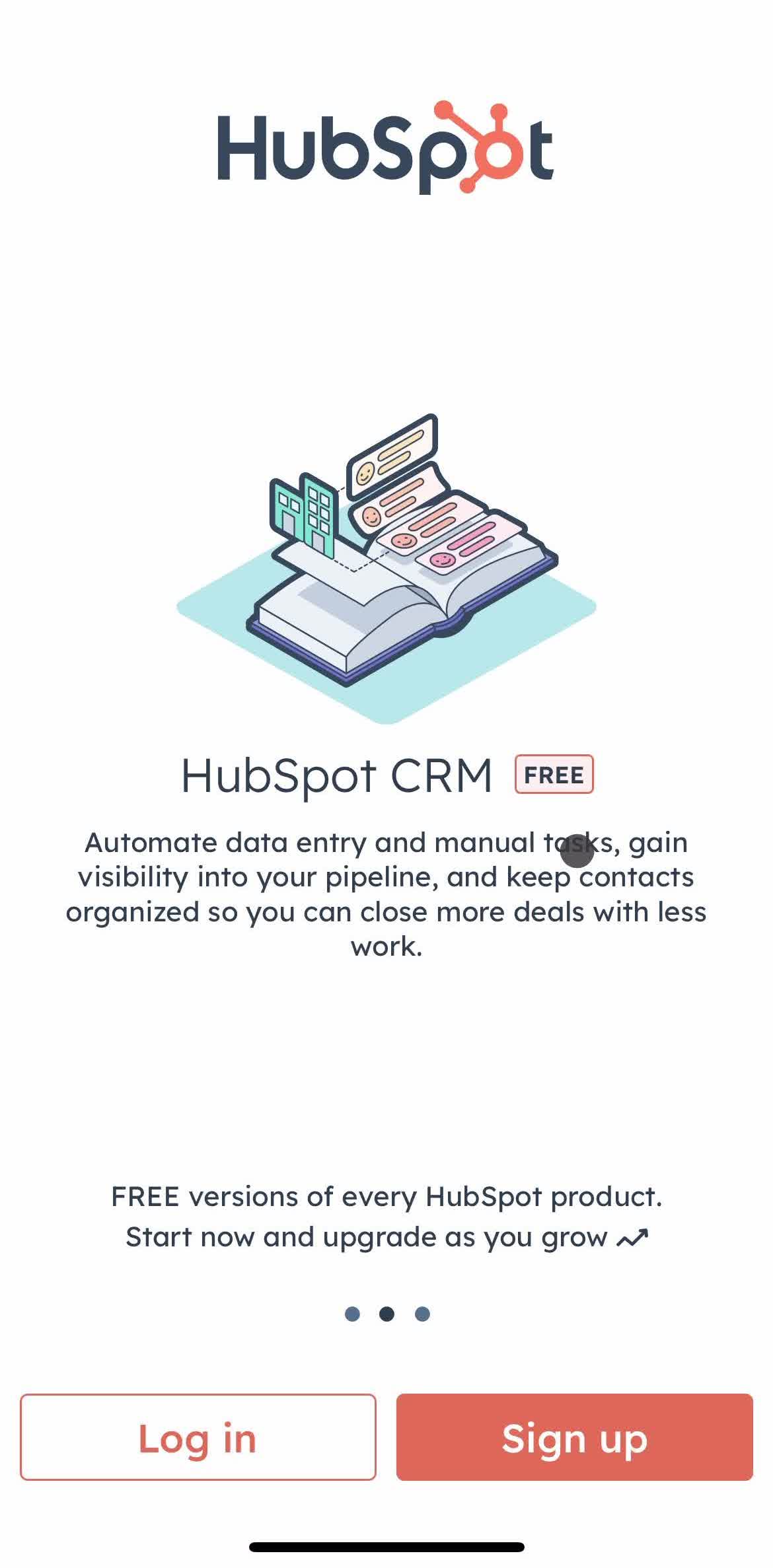 Hubspot Crm Welcome slides screen in the Onboarding flow