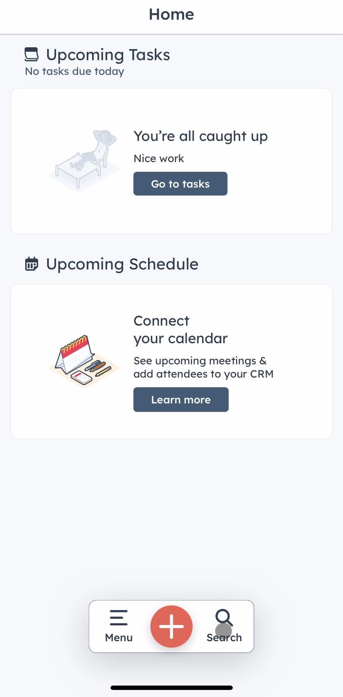 Hubspot Crm Home screen in the Searching flow