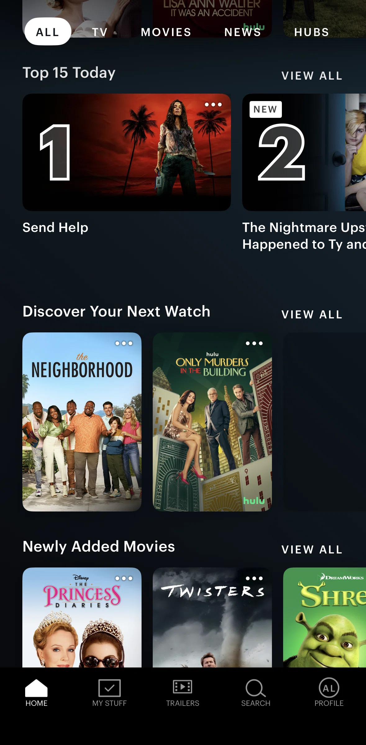 Hulu Screen screen in the Category detail flow