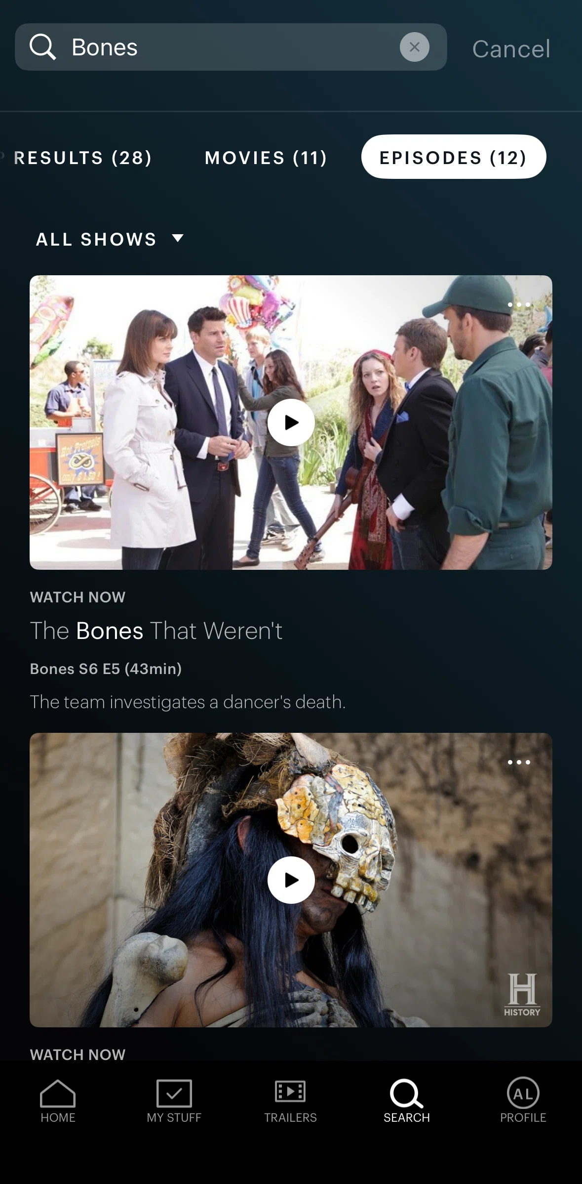 Hulu Screen screen in the Filtering episodes flow
