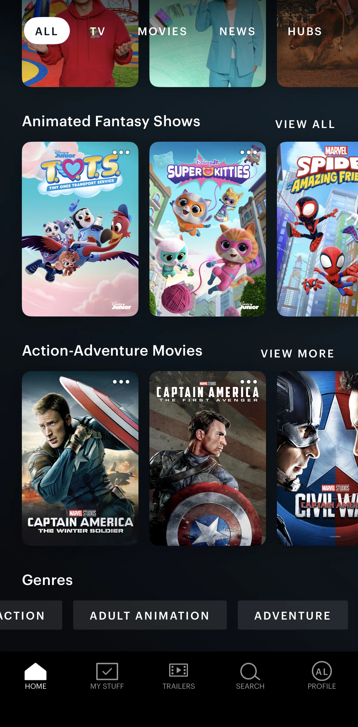 Hulu Screen screen in the Genre detail flow