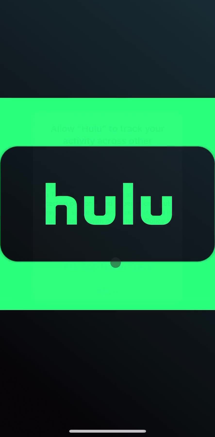 Hulu Splash screen screen in the Onboarding flow
