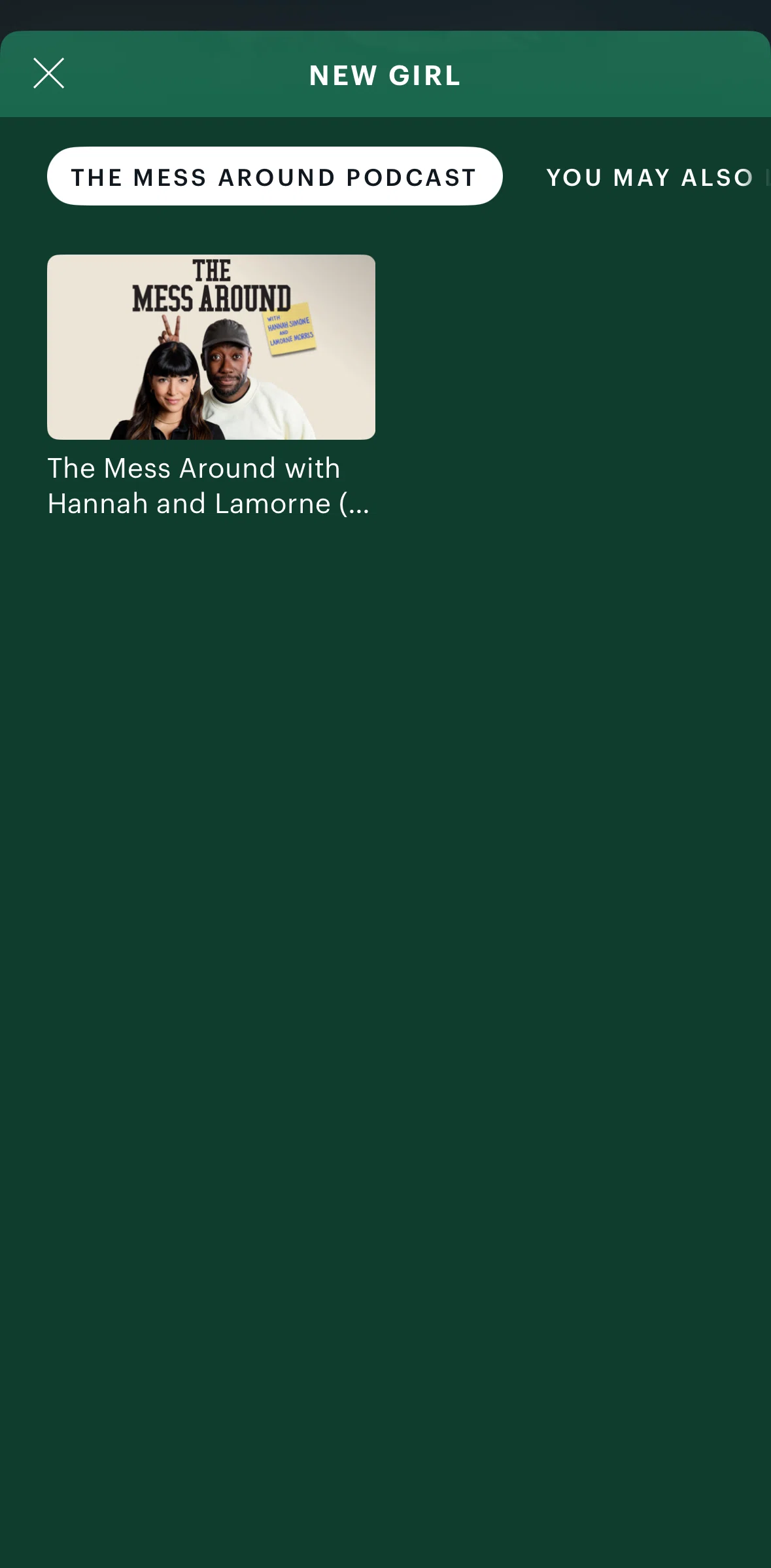 Hulu Screen screen in the Podcast detail flow