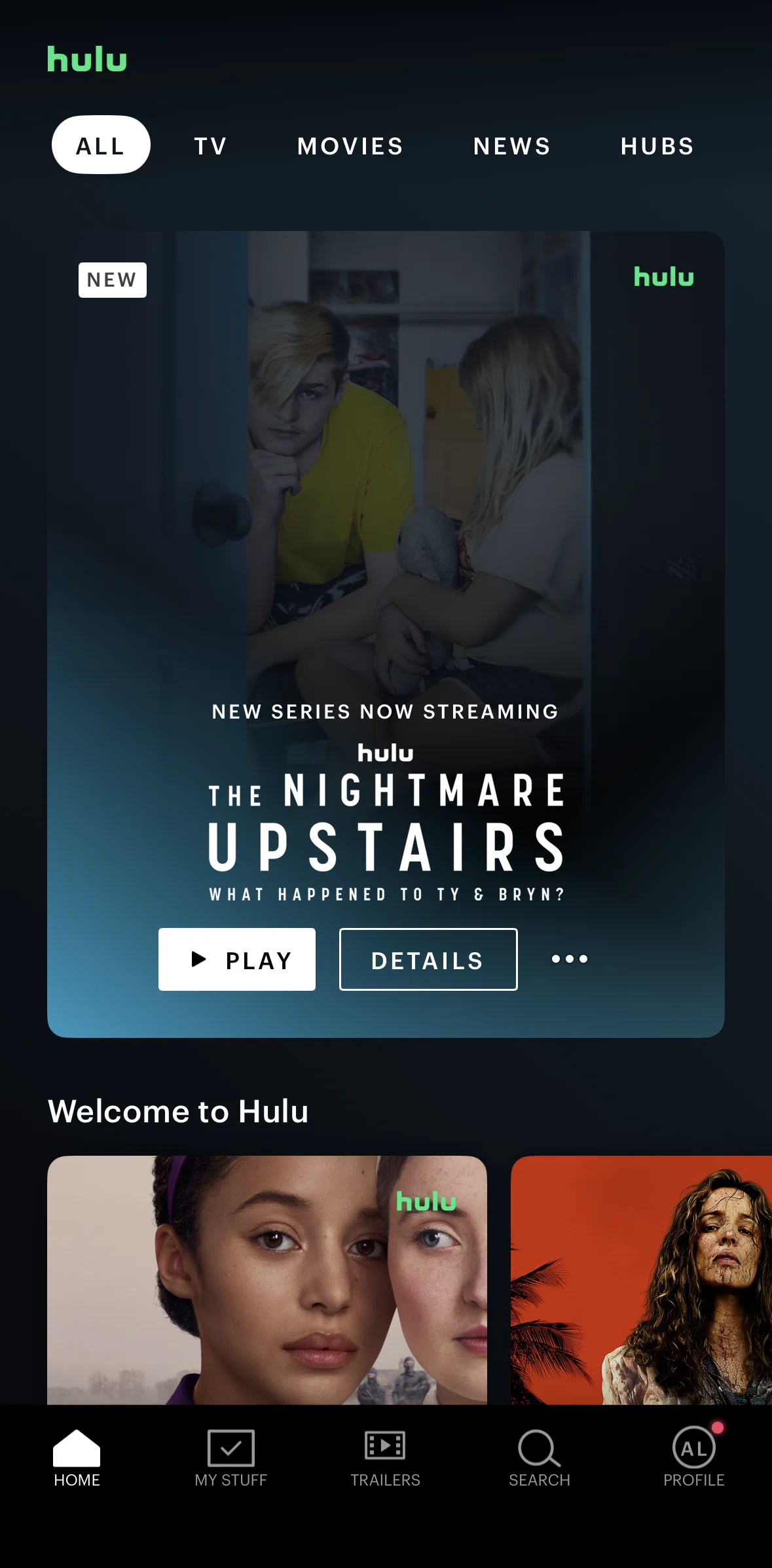 Hulu Screen screen in the Stuff flow