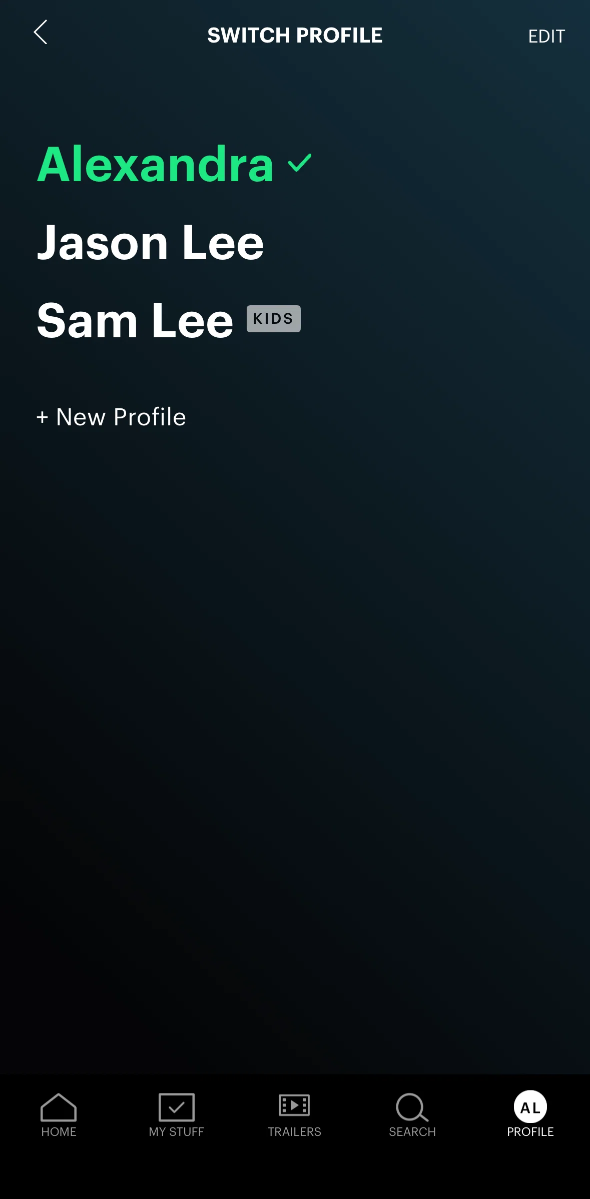 Hulu Screen screen in the Switching profiles flow
