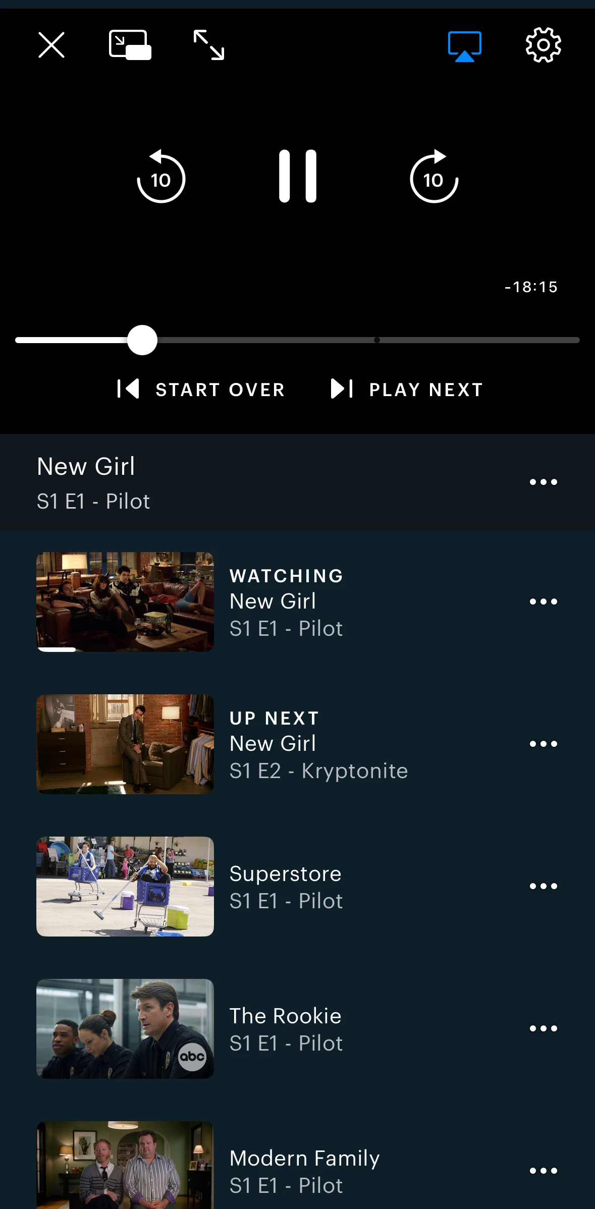Hulu Screen screen in the Turning on subtitles flow