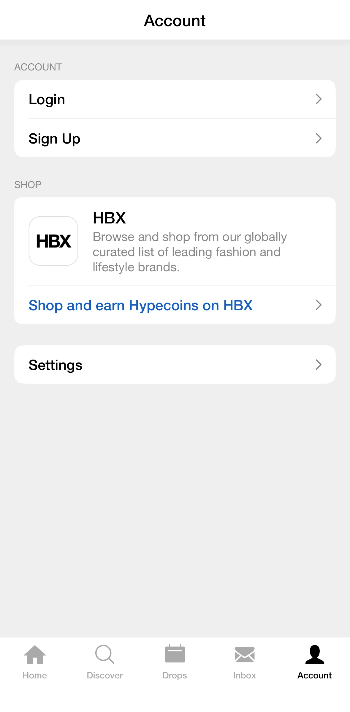 Hype Screen screen in the Logging in flow
