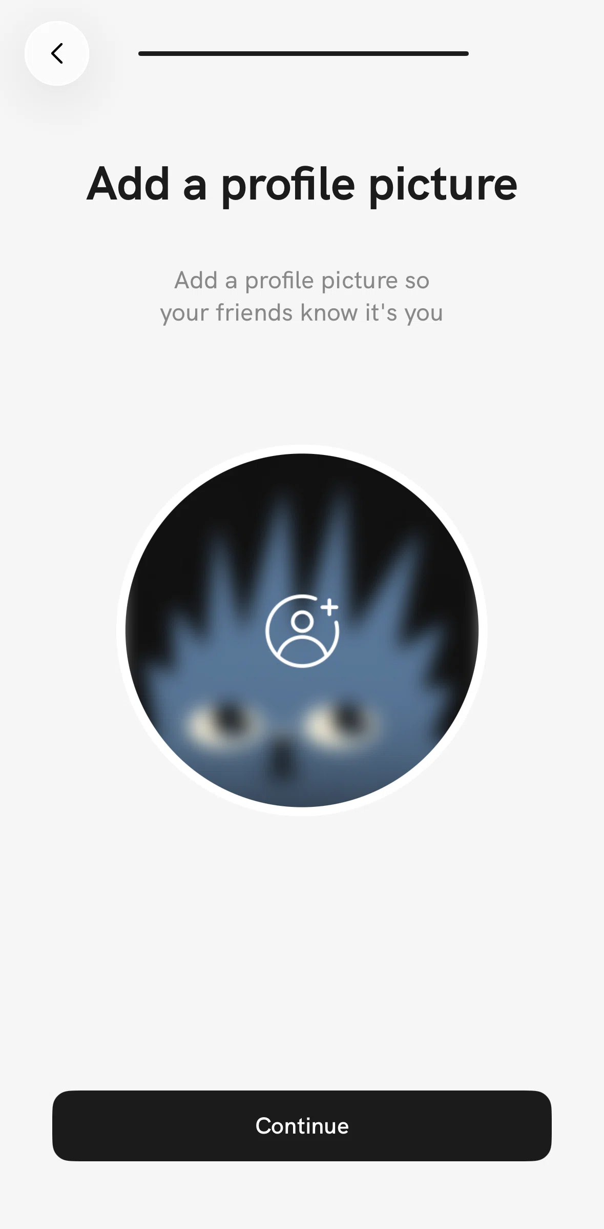 Hypelist Screen screen in the Adding a profile picture flow