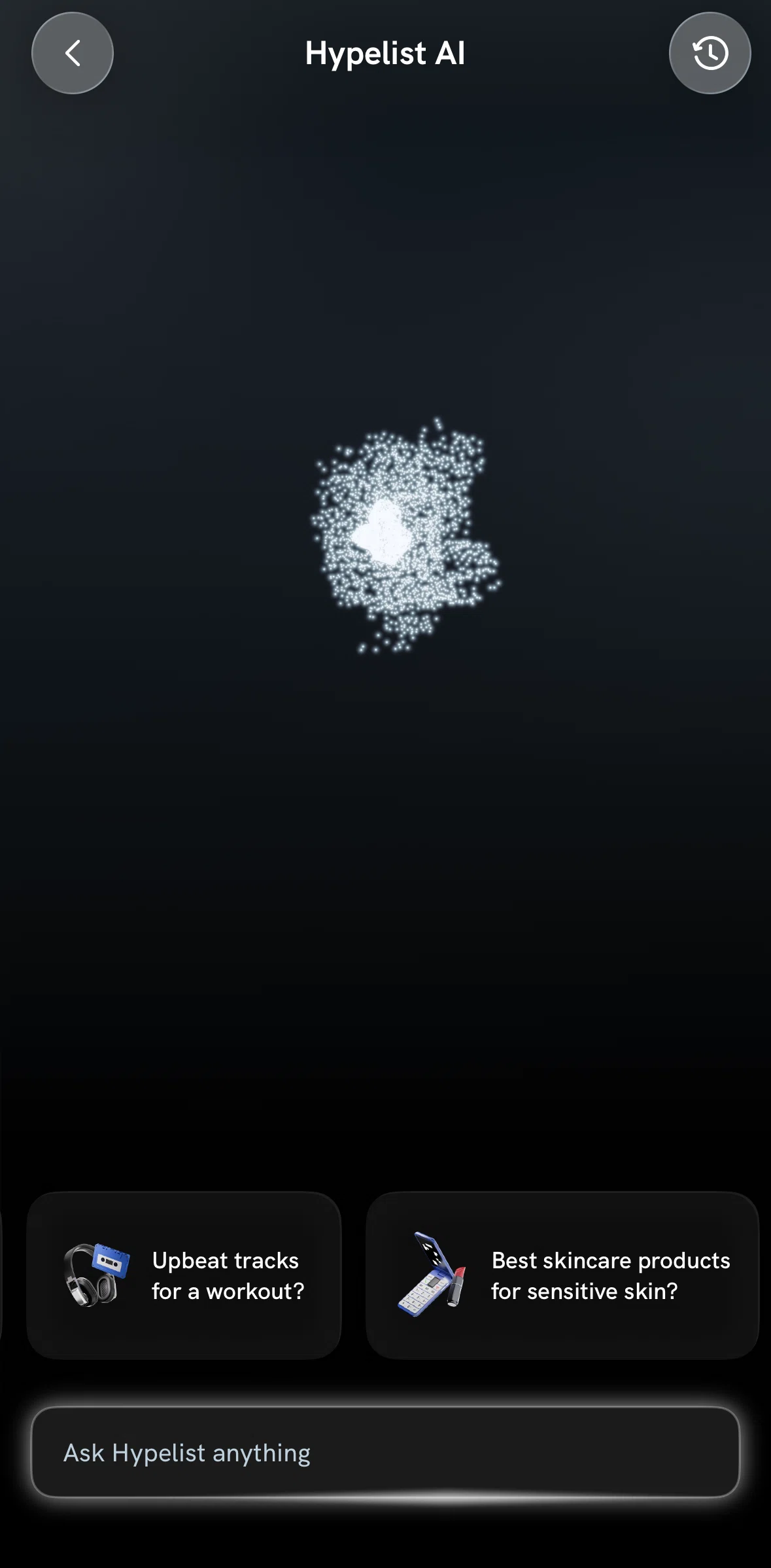 Hypelist Screen screen in the Asking Hypelist AI flow