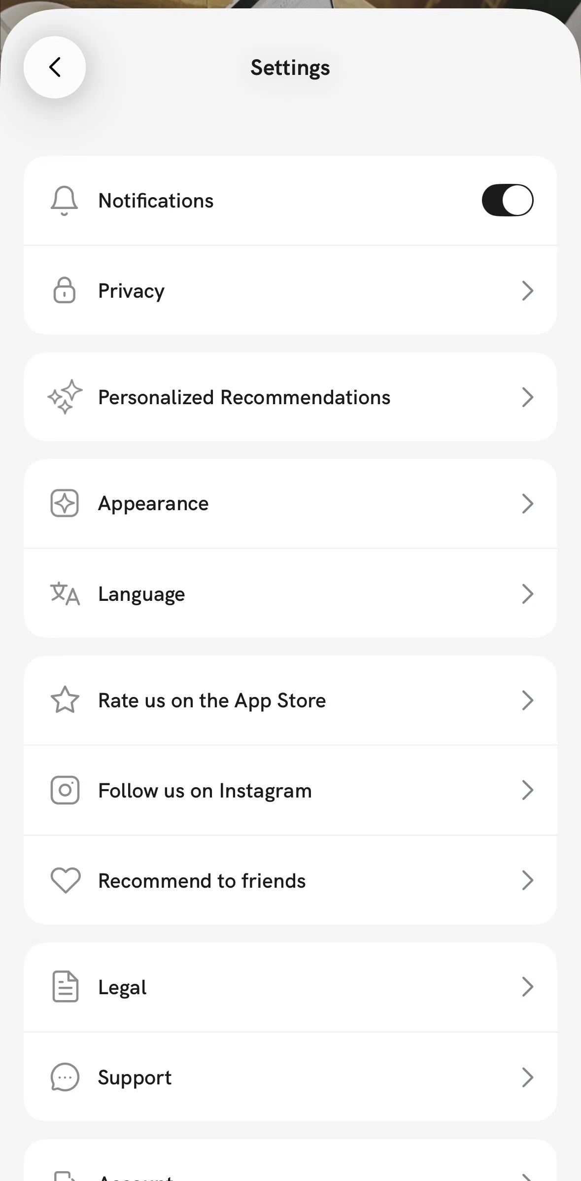 Hypelist Screen screen in the Changing language flow