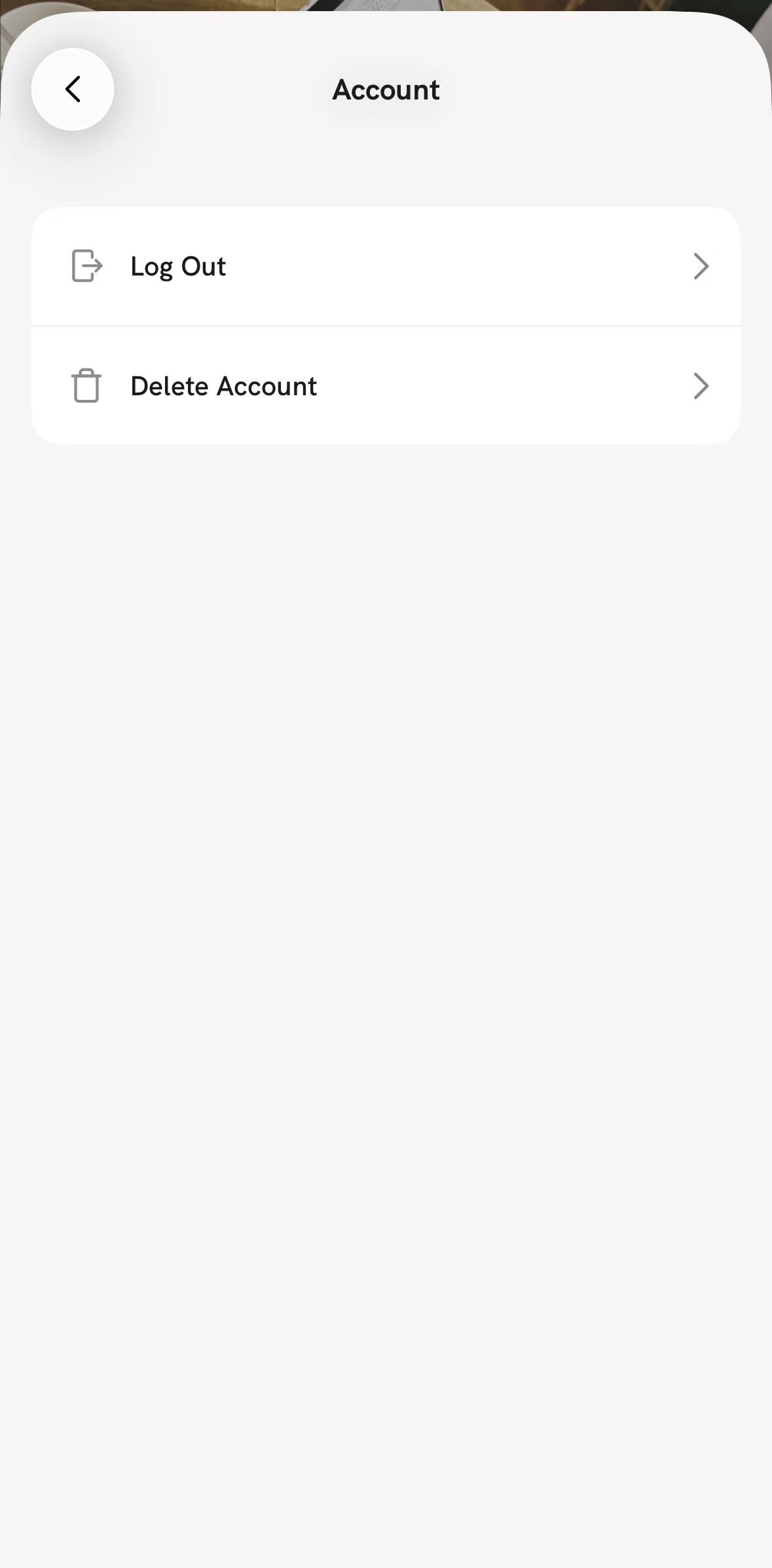 Hypelist Screen screen in the Deleting an account flow