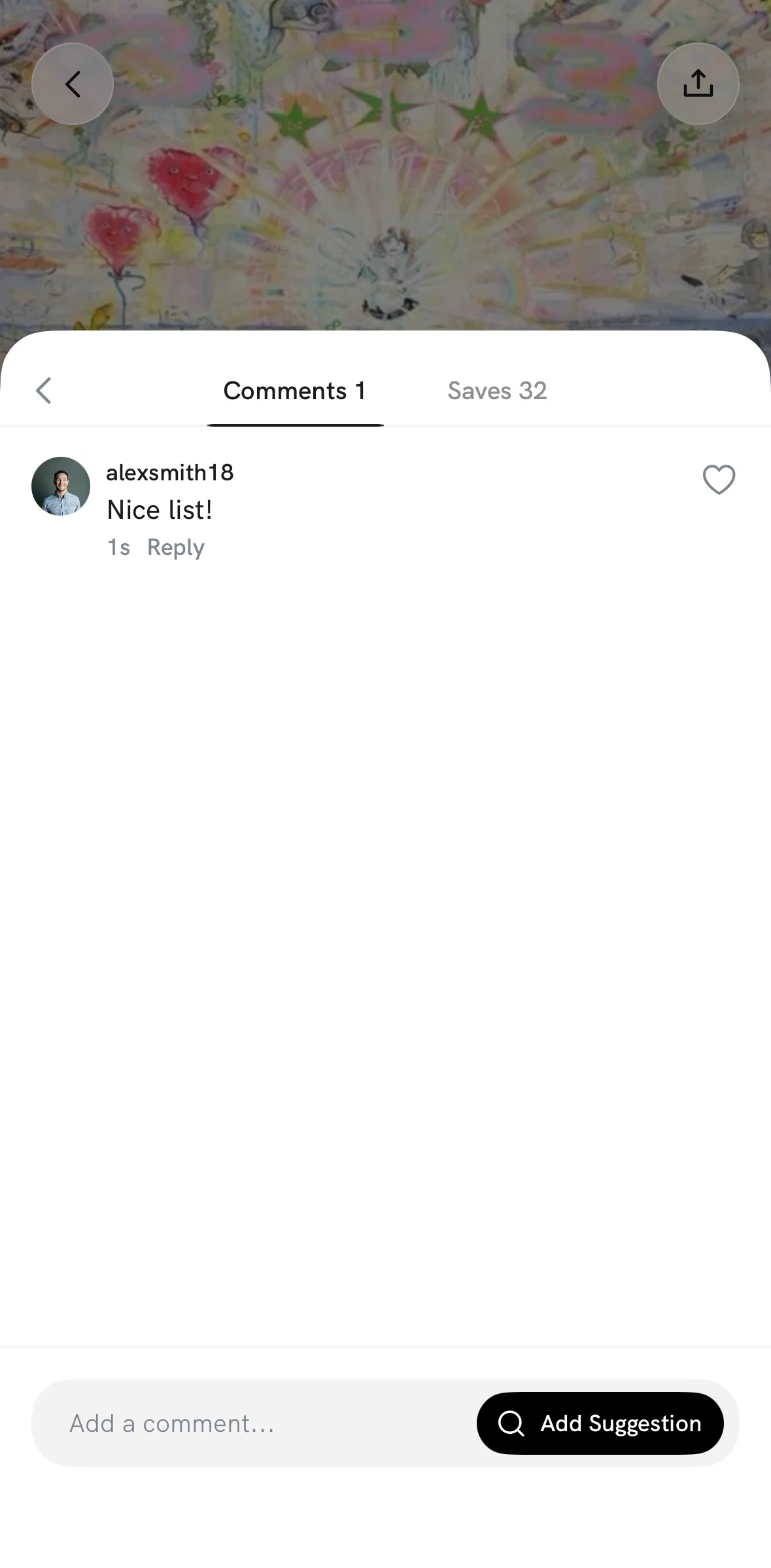 Hypelist Screen screen in the Liking a comment flow