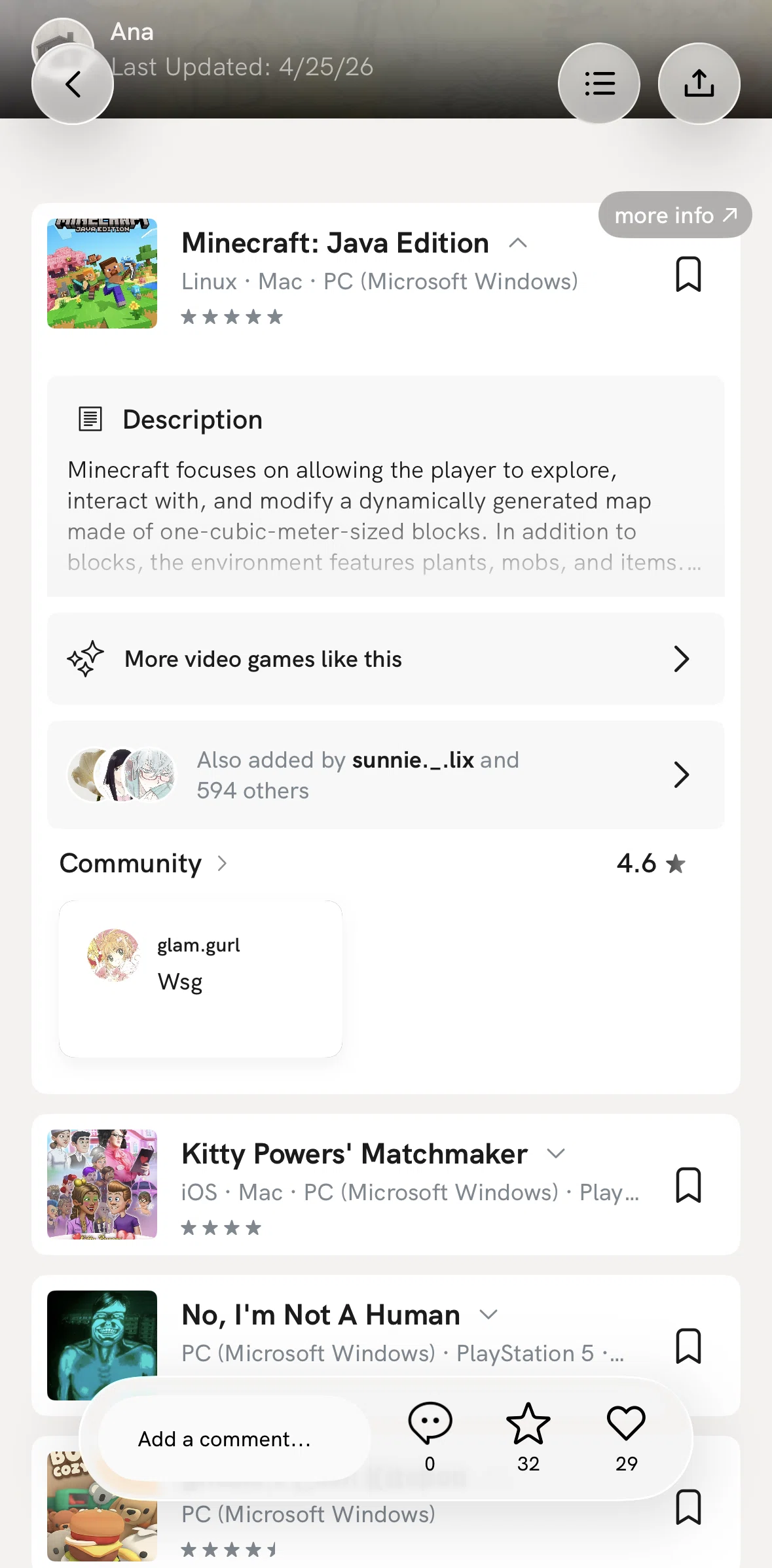 Hypelist Screen screen in the View user profile flow