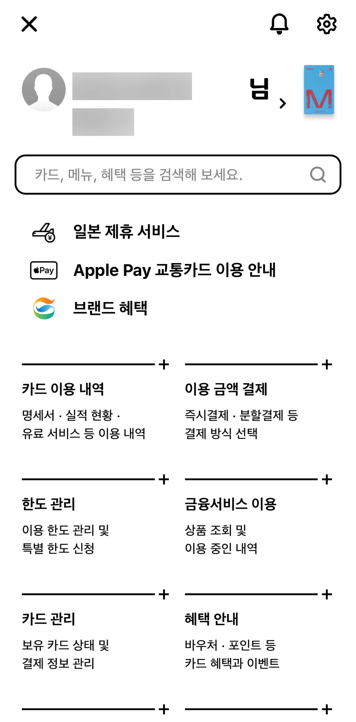 Hyundai Card Screen screen in the Settings flow