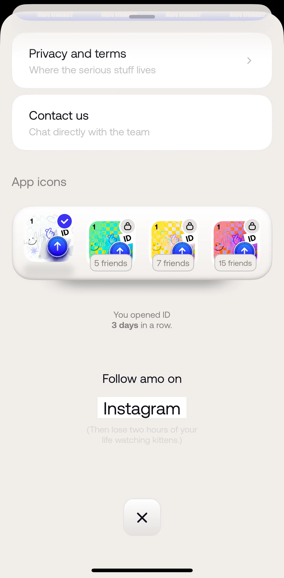 ID Screen screen in the Change app icon flow