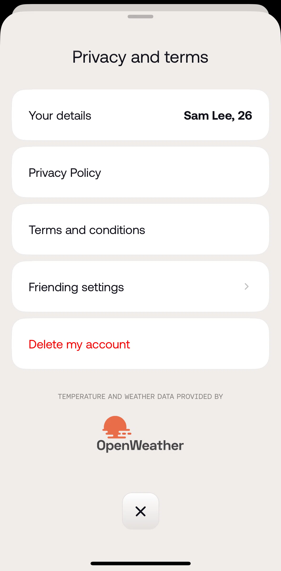 ID Screen screen in the Switching to private mode flow
