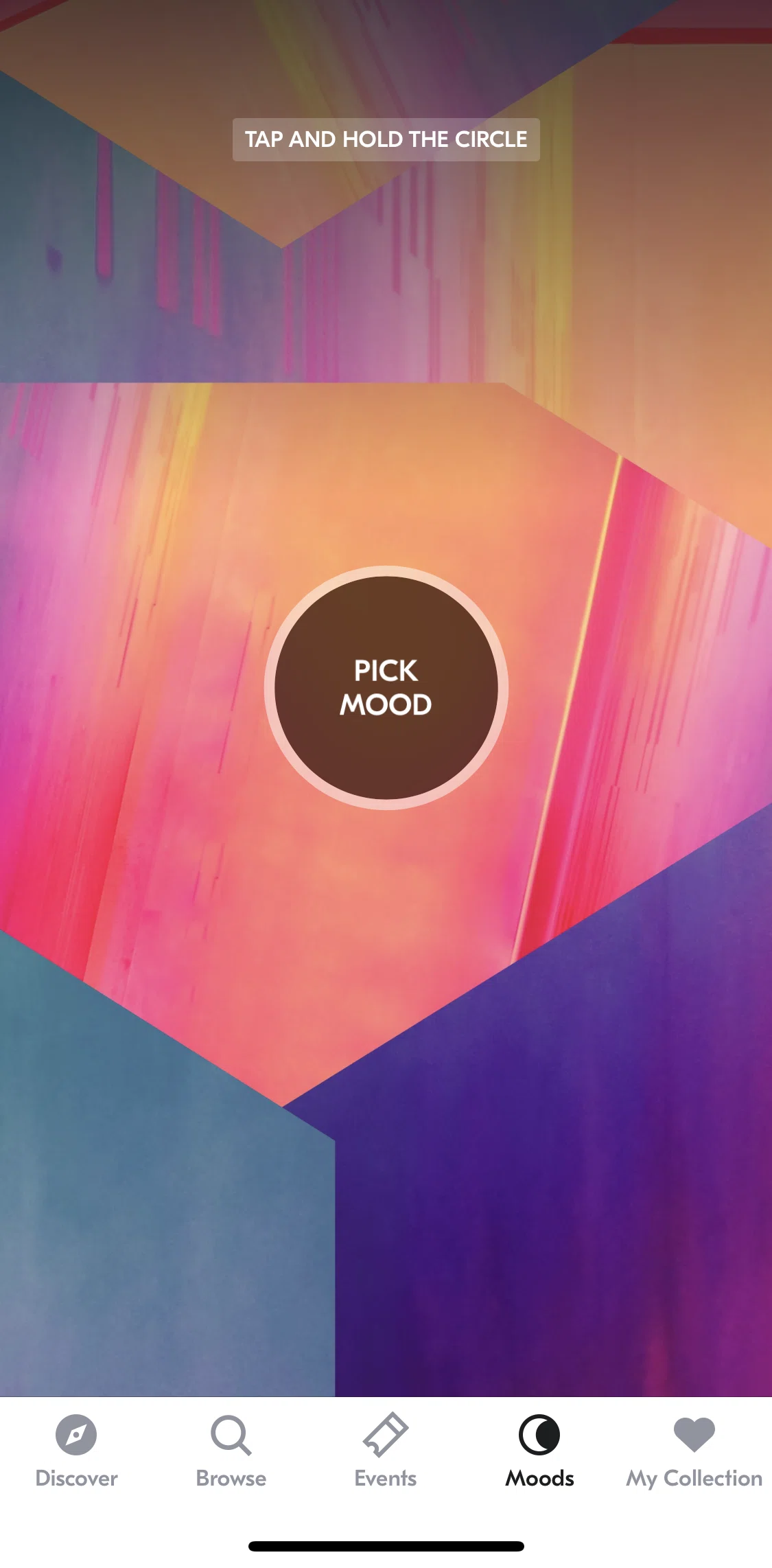 IDAGIO Screen screen in the Picking a song by mood flow