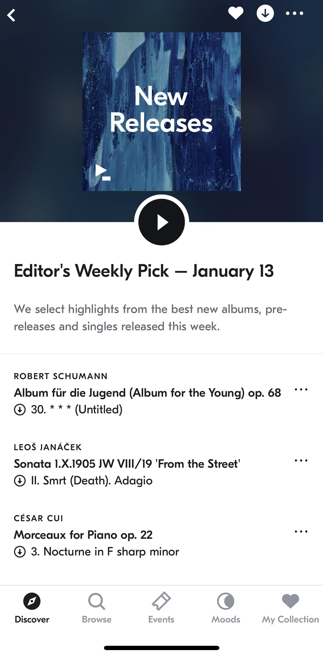 IDAGIO Screen screen in the Playing a playlist flow
