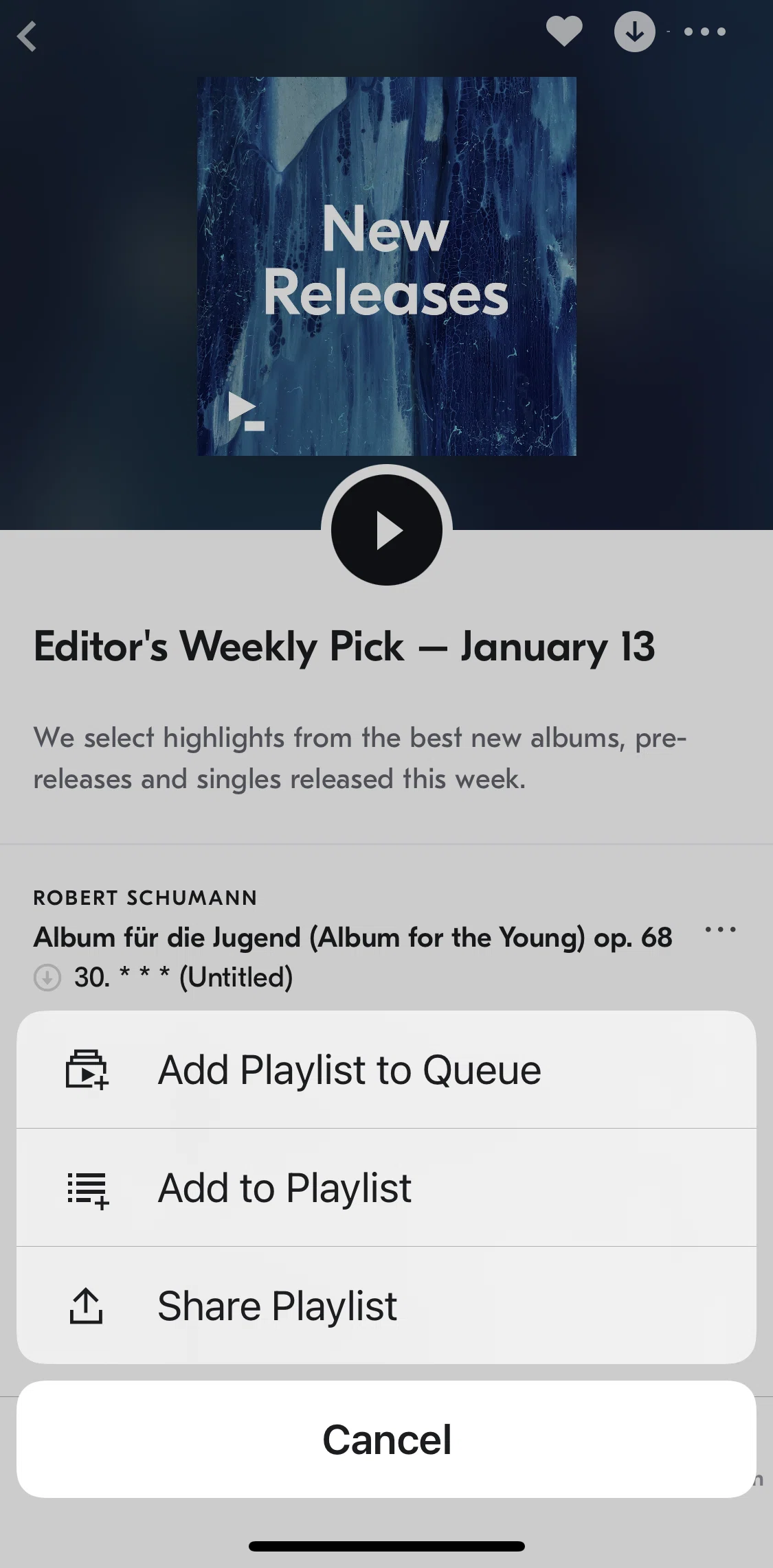 IDAGIO Screen screen in the Sharing a playlist flow