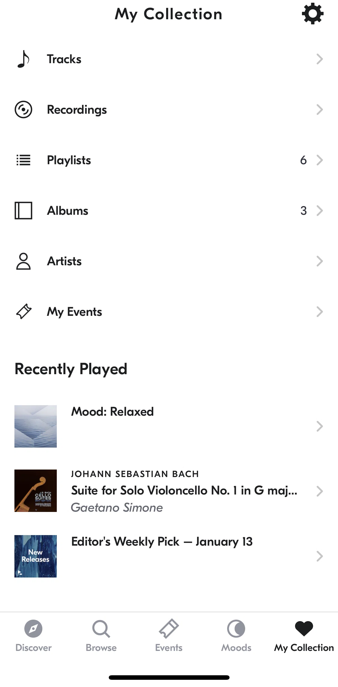 IDAGIO Screen screen in the Tracks flow