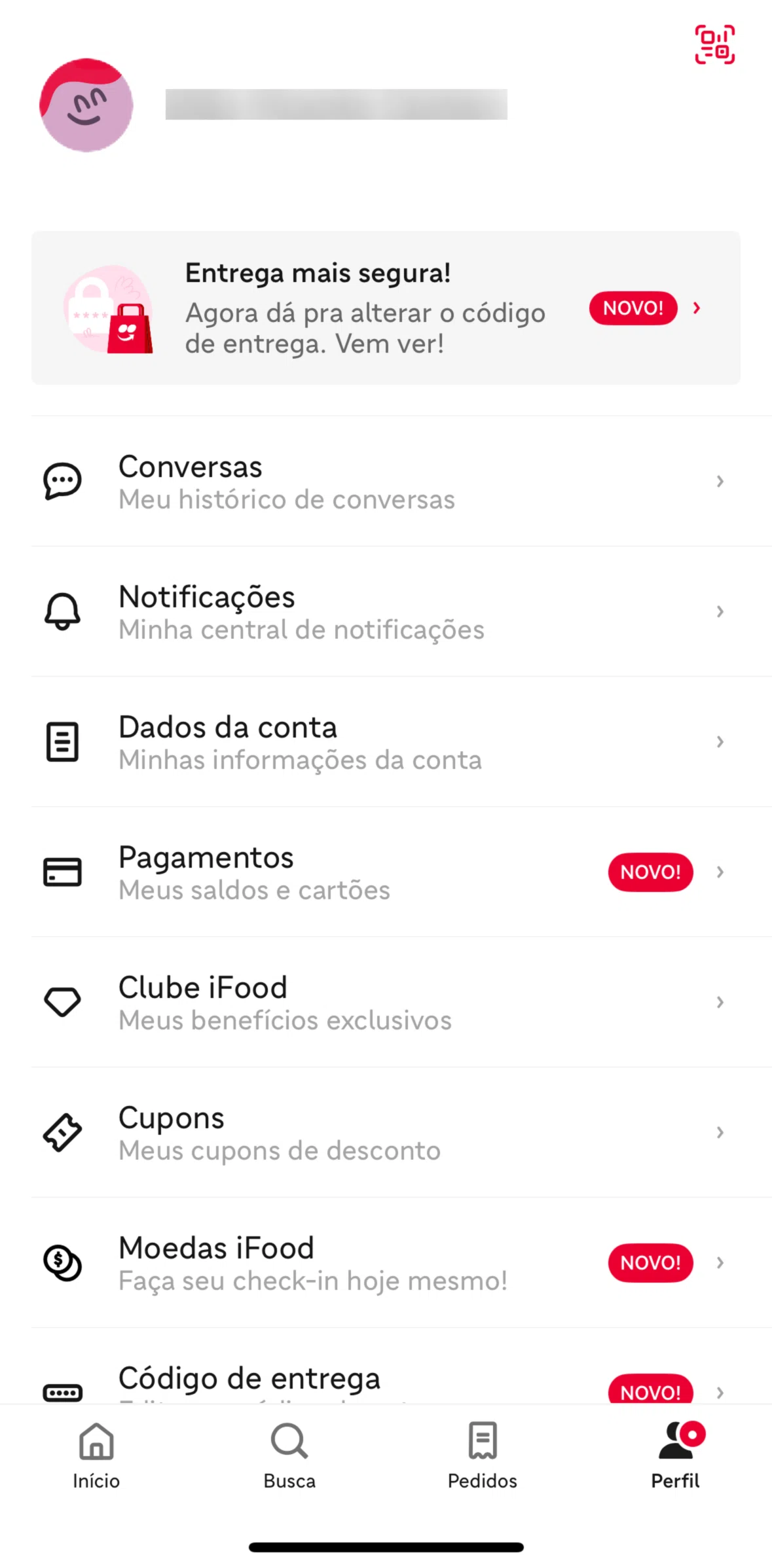 iFood Screen screen in the Account details flow