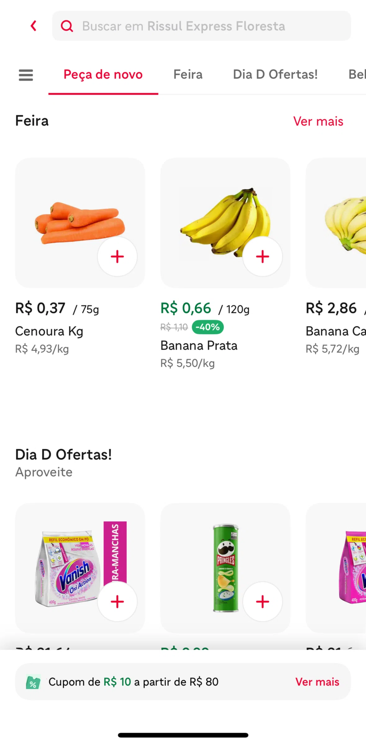 iFood Screen screen in the Adding to cart (markets) flow