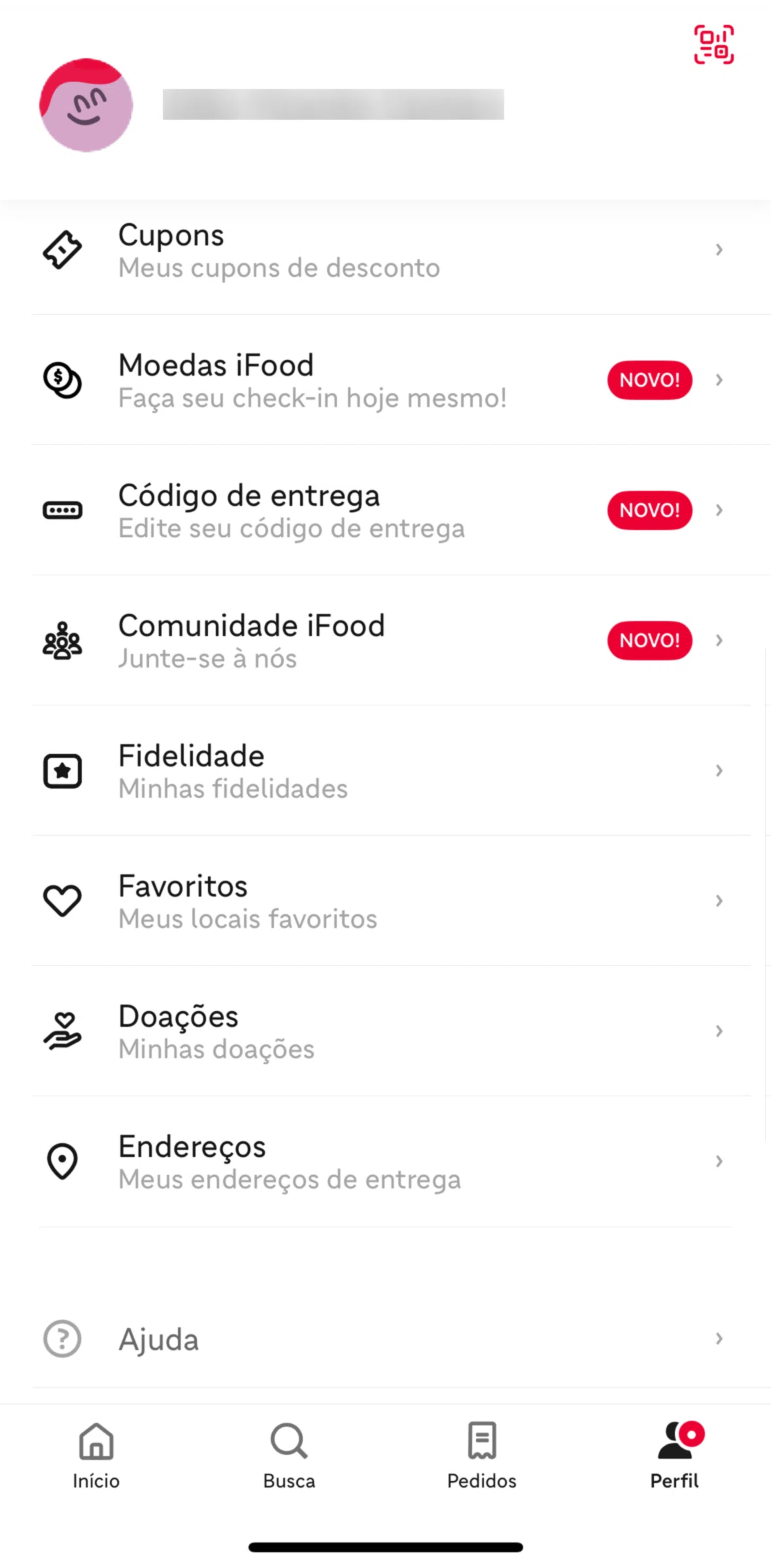 iFood Screen screen in the Delivery code flow