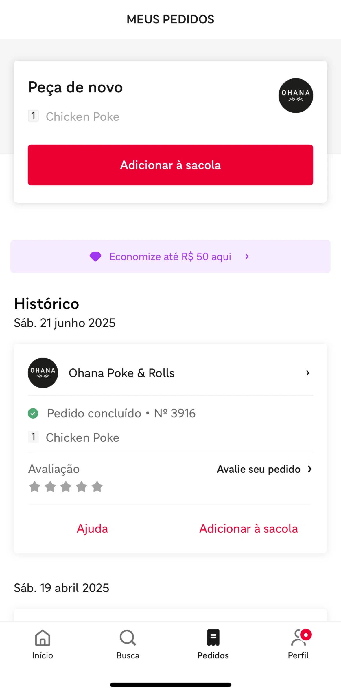 iFood Screen screen in the Rating an order flow